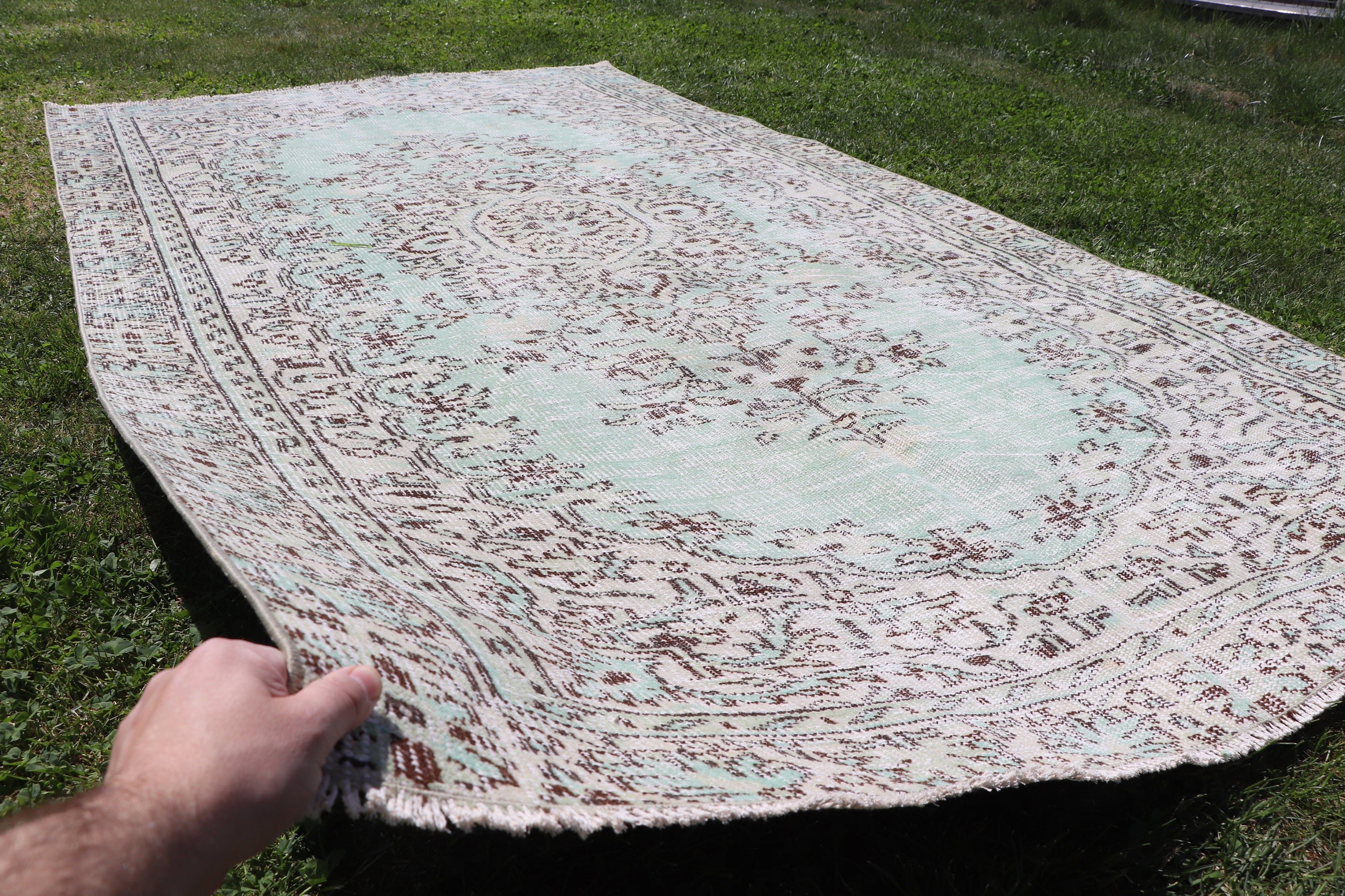 Boho Rug, Large Vintage Rugs, Green Luxury Rug, Turkish Rug, Anatolian Rug, 4.9x8.6 ft Large Rugs, Dining Room Rugs, Vintage Rug, Wool Rugs