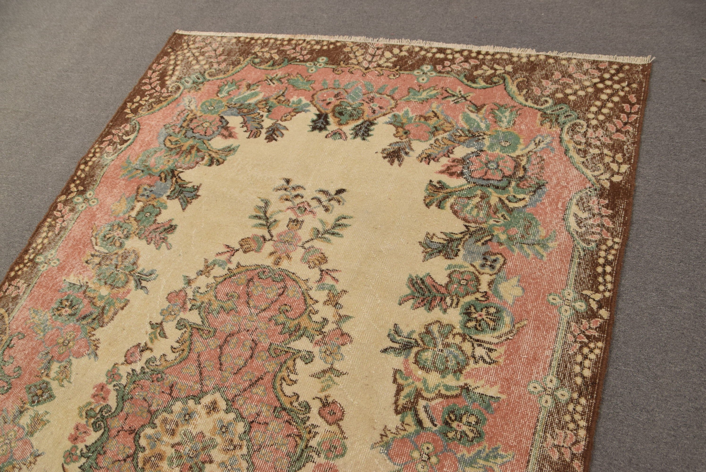 Kitchen Rug, Beige Antique Rug, Outdoor Rugs, Turkish Rugs, Bedroom Rugs, Cool Rug, Vintage Rugs, Dining Room Rug, 5.6x9.1 ft Large Rug