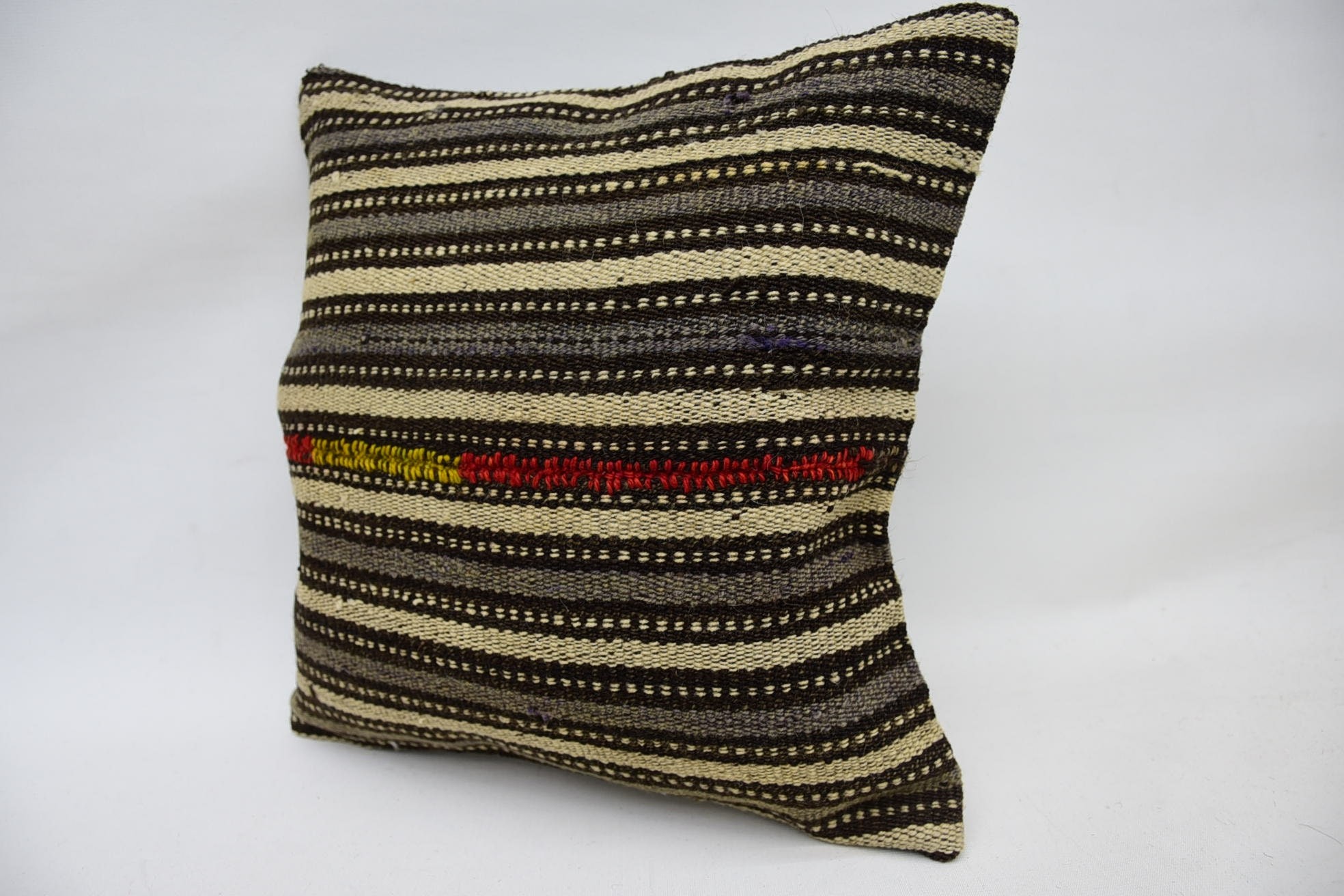 Turkish Pillow, Vintage Kilim Pillow, Custom Pillow, Farmhouse Pillow, Ethnical Kilim Rug Pillow, 14"x14" Beige Pillow Case