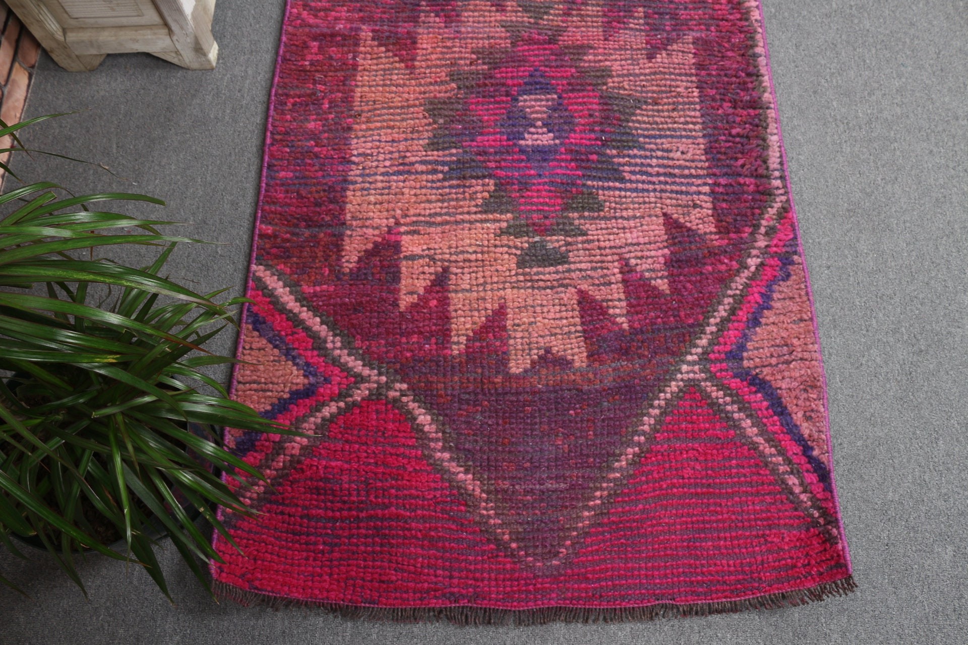 Kitchen Rug, Turkish Rug, Vintage Rugs, Moroccan Rug, Stair Rugs, Pink Bedroom Rug, Rugs for Hallway, Office Rugs, 2.8x9.4 ft Runner Rug