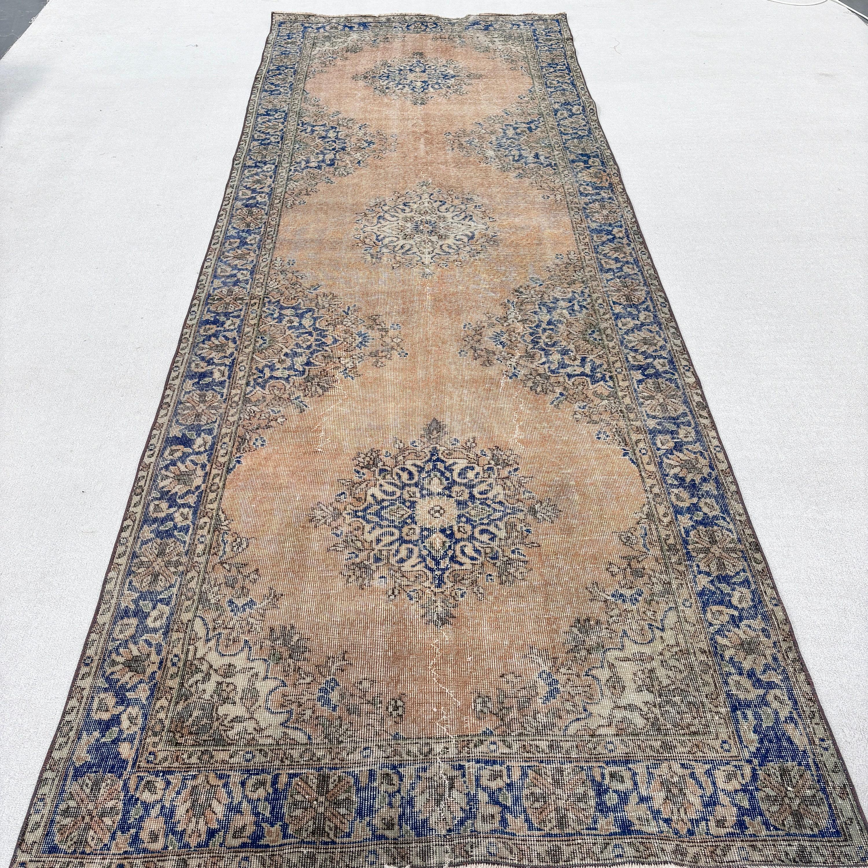 Beni Ourain Runner Halıları, Turuncu El Dokuma Halı, Vintage Halı, Koridor Halısı, Düz Dokuma Halısı, Türk Halısı, 4.6x13 ft Runner Halıları