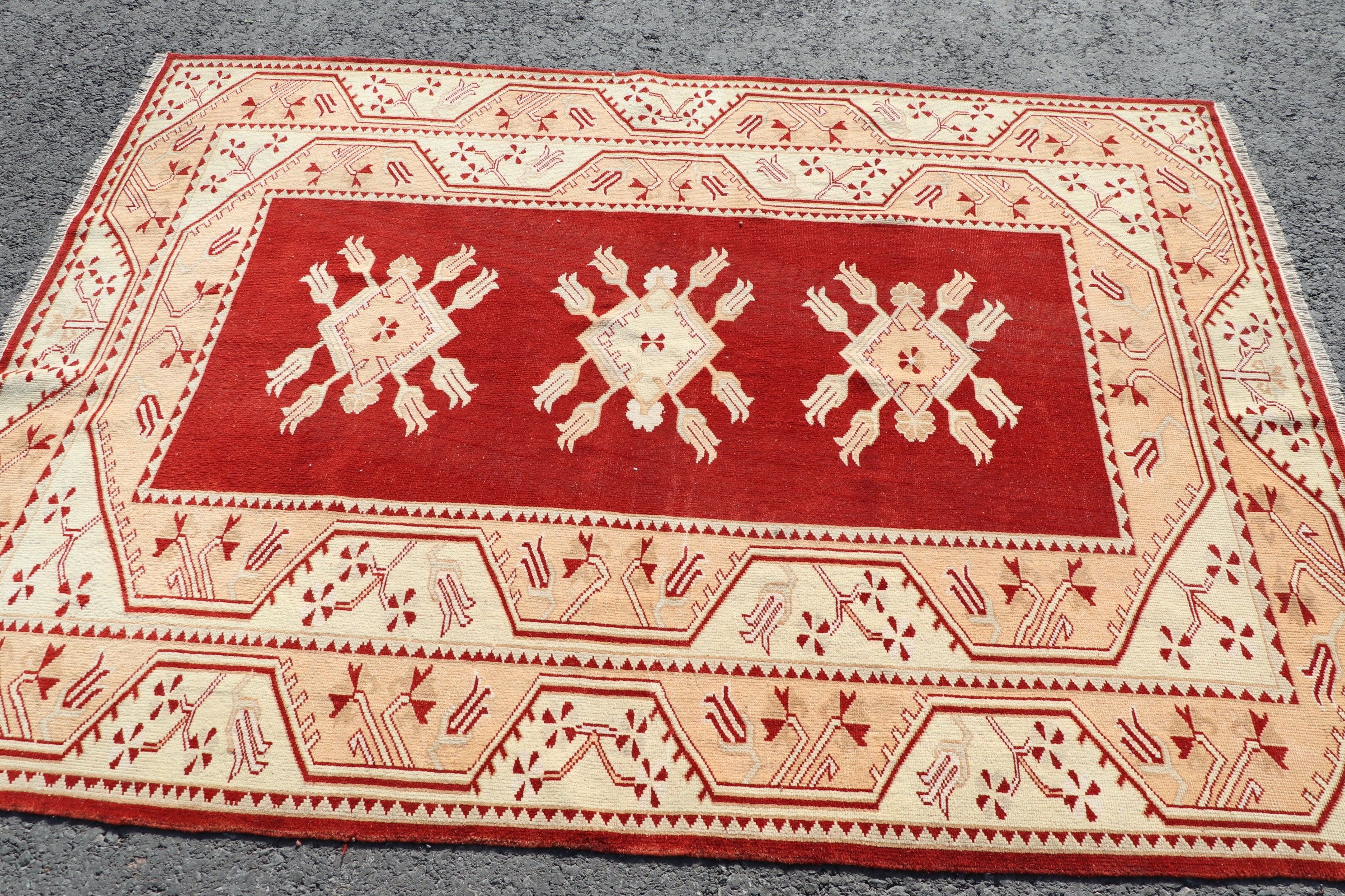 4.9x6.7 ft Area Rugs, Cool Rug, Rugs for Bedroom, Home Decor Rug, Pale Rug, Vintage Rug, Turkish Rugs, Vintage Decor Rug, Red Bedroom Rug
