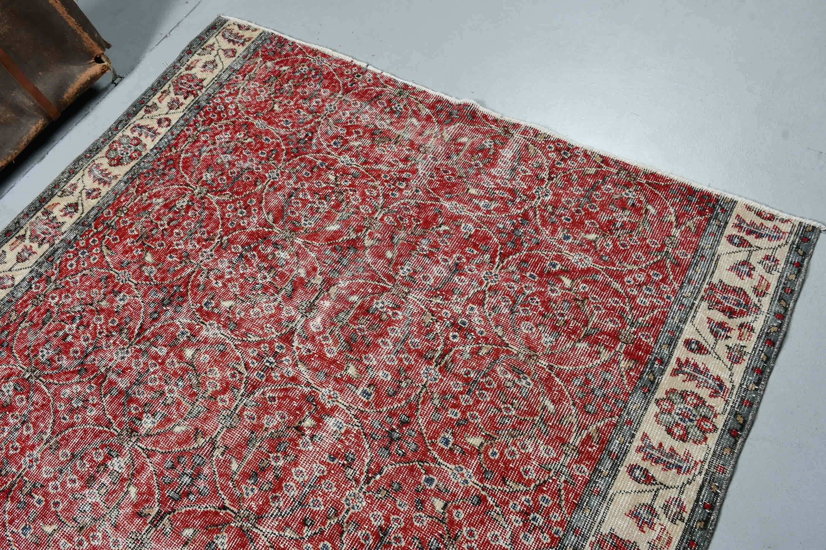 Kitchen Rugs, Office Rugs, 5.3x6.9 ft Area Rugs, Vintage Rugs, Home Decor Rug, Red Anatolian Rug, Turkish Rug, Nursery Rug