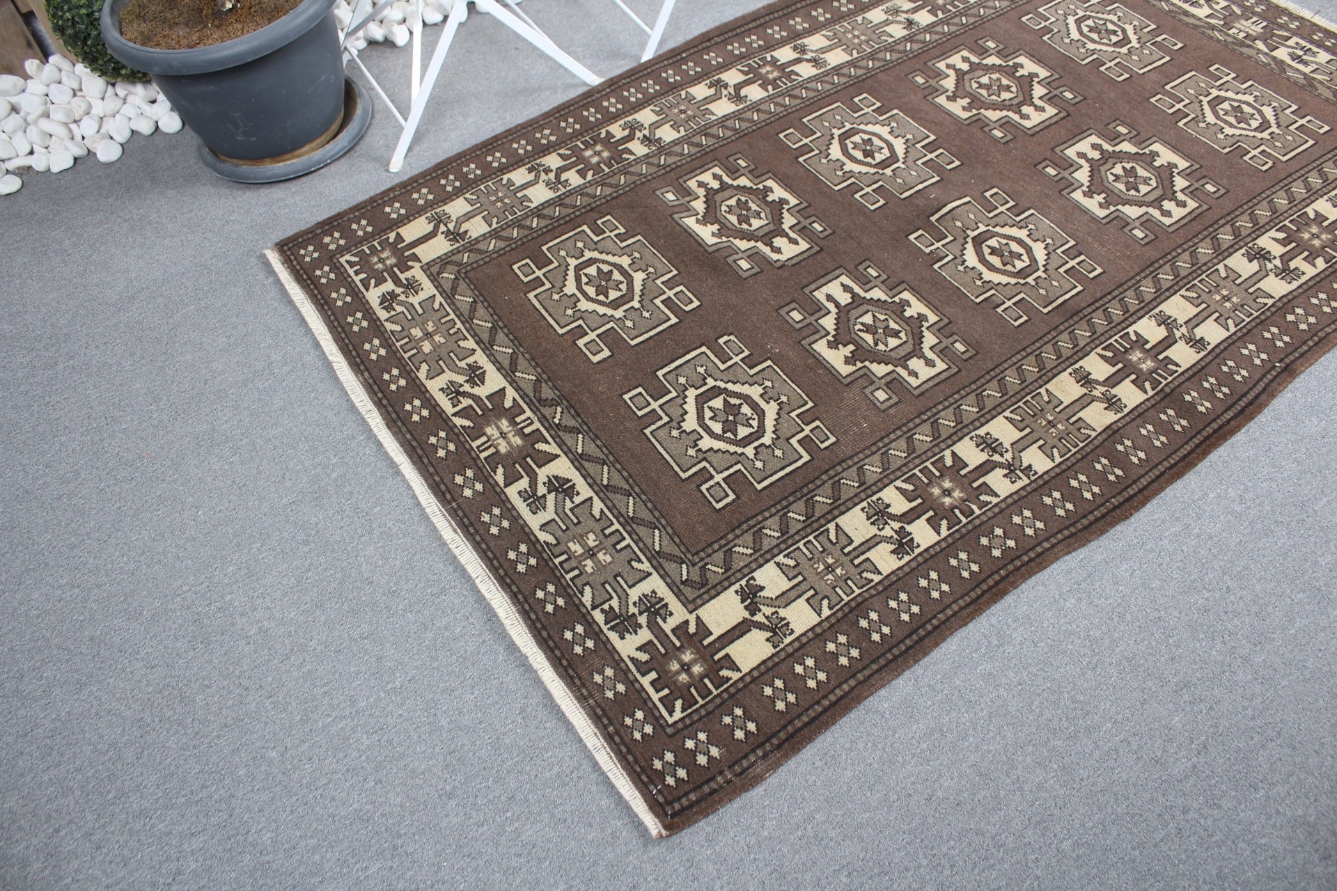 Brown Home Decor Rug, Vintage Rug, Nursery Rug, Turkish Rugs, Home Decor Rugs, Art Rug, Living Room Rug, 3.9x6.2 ft Area Rug