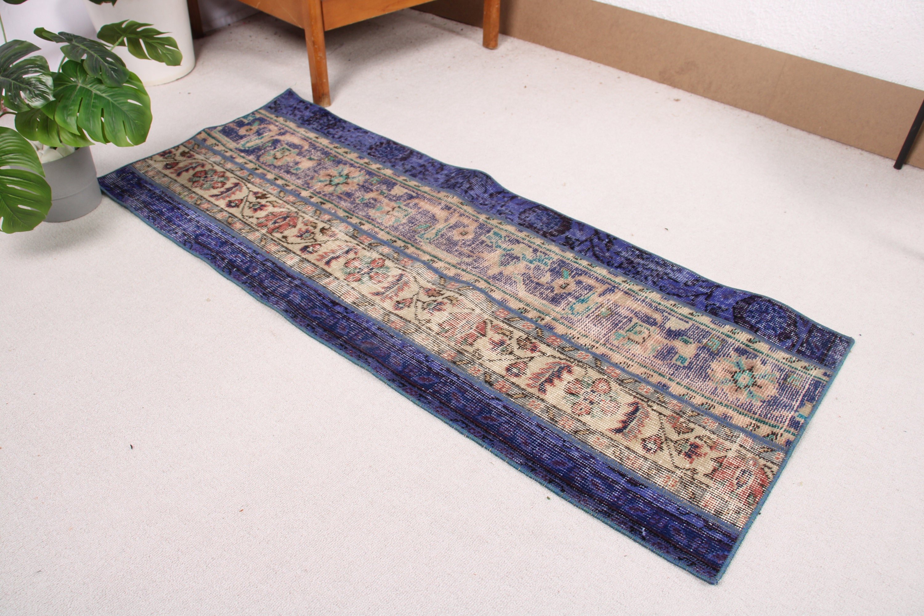 Bath Rug, Car Mat Rug, Vintage Rug, 2x5 ft Small Rugs, Antique Rugs, Rugs for Bath, Turkish Rugs, Home Decor Rug, Blue Cool Rugs, Floor Rug