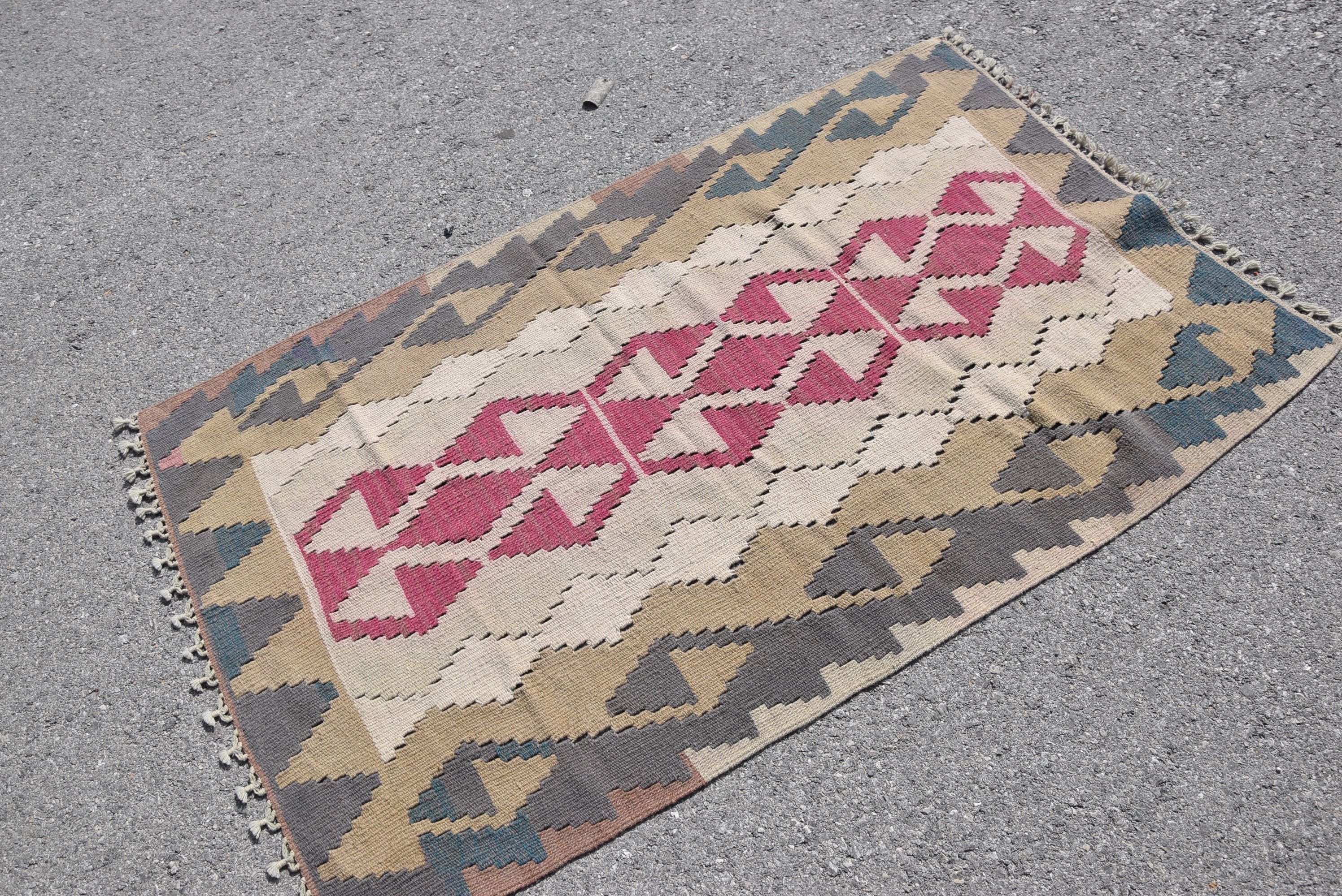 Kitchen Rugs, Moroccan Rug, 3.1x5.1 ft Accent Rug, Turkish Rugs, Dorm Rug, Vintage Rug, Kilim, Bedroom Rug, Pink Antique Rug