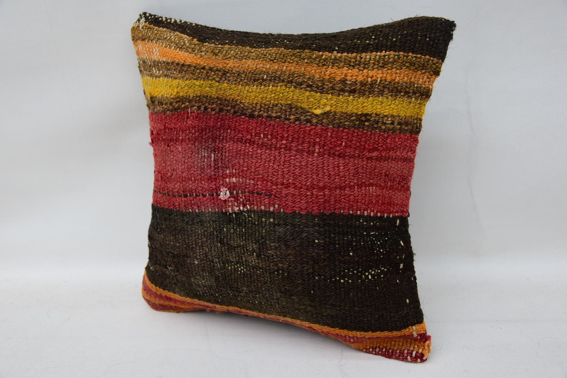 Hediye Yastık, 12"x12" Kırmızı Yastık Kılıfı, Yün Kilim Yastık Minder Kılıfı, Boho Yastık Sham Kılıfı, Boho Yastık, Meditasyon Yastık Sham