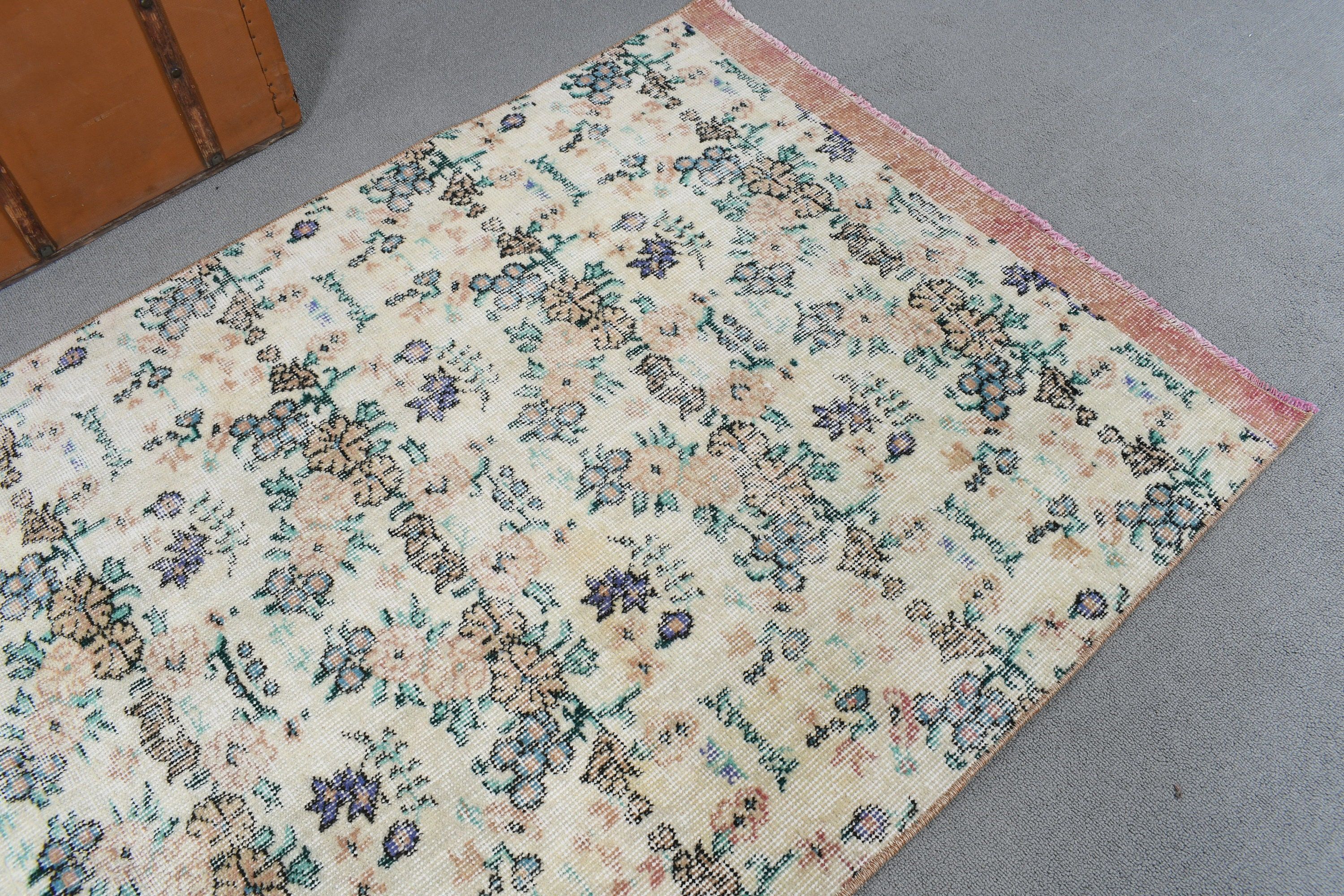 Rugs for Entry, Boho Rug, Beige Cool Rugs, Vintage Accent Rugs, Kitchen Rug, 2.9x6.6 ft Accent Rugs, Vintage Rugs, Turkish Rugs, Luxury Rug