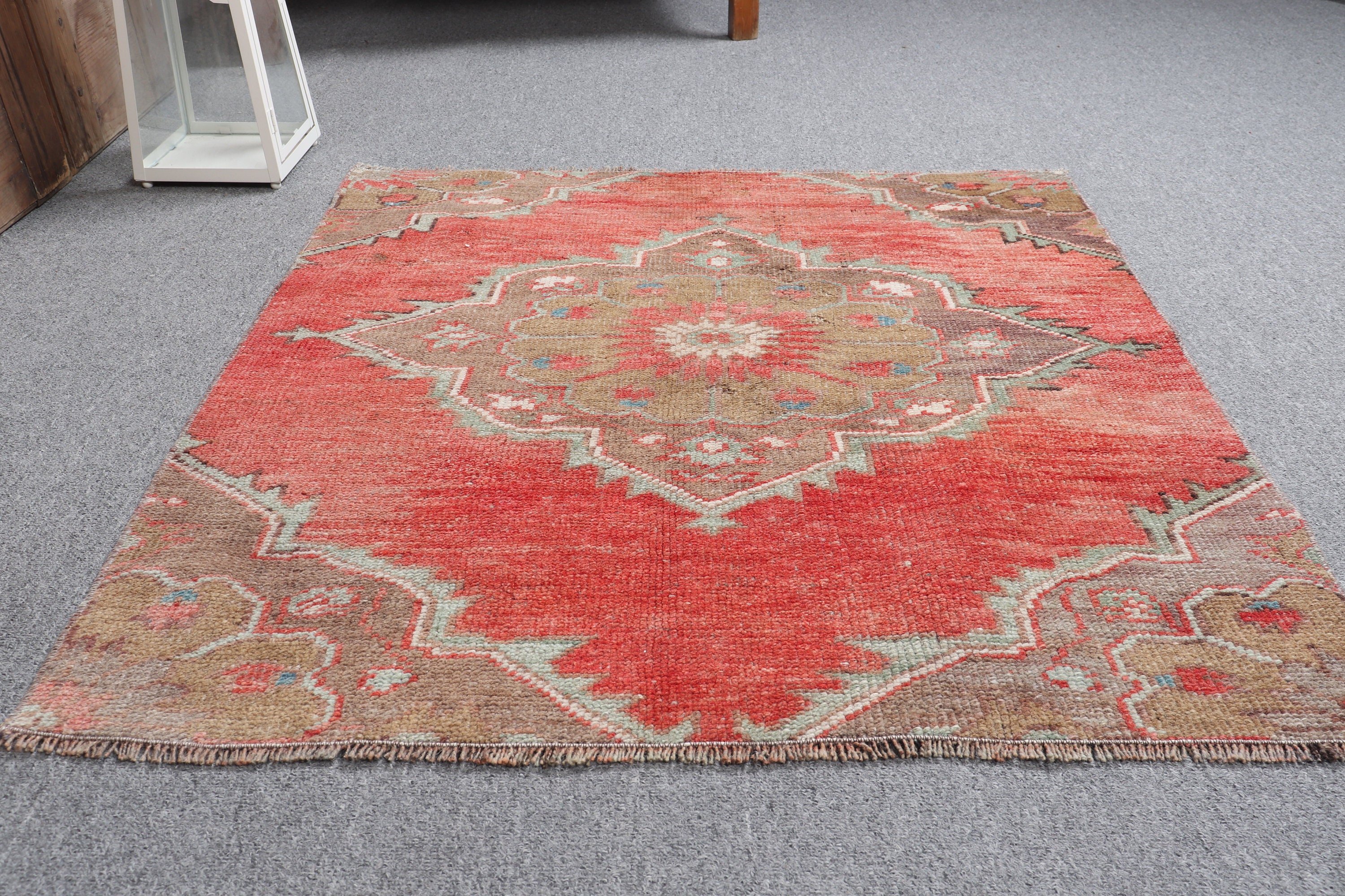 Door Mat Rug, Wool Rug, Rugs for Bath, Vintage Rugs, Turkish Rugs, Bathroom Rugs, Aztec Rug, Red Wool Rug, 2.8x3 ft Small Rug