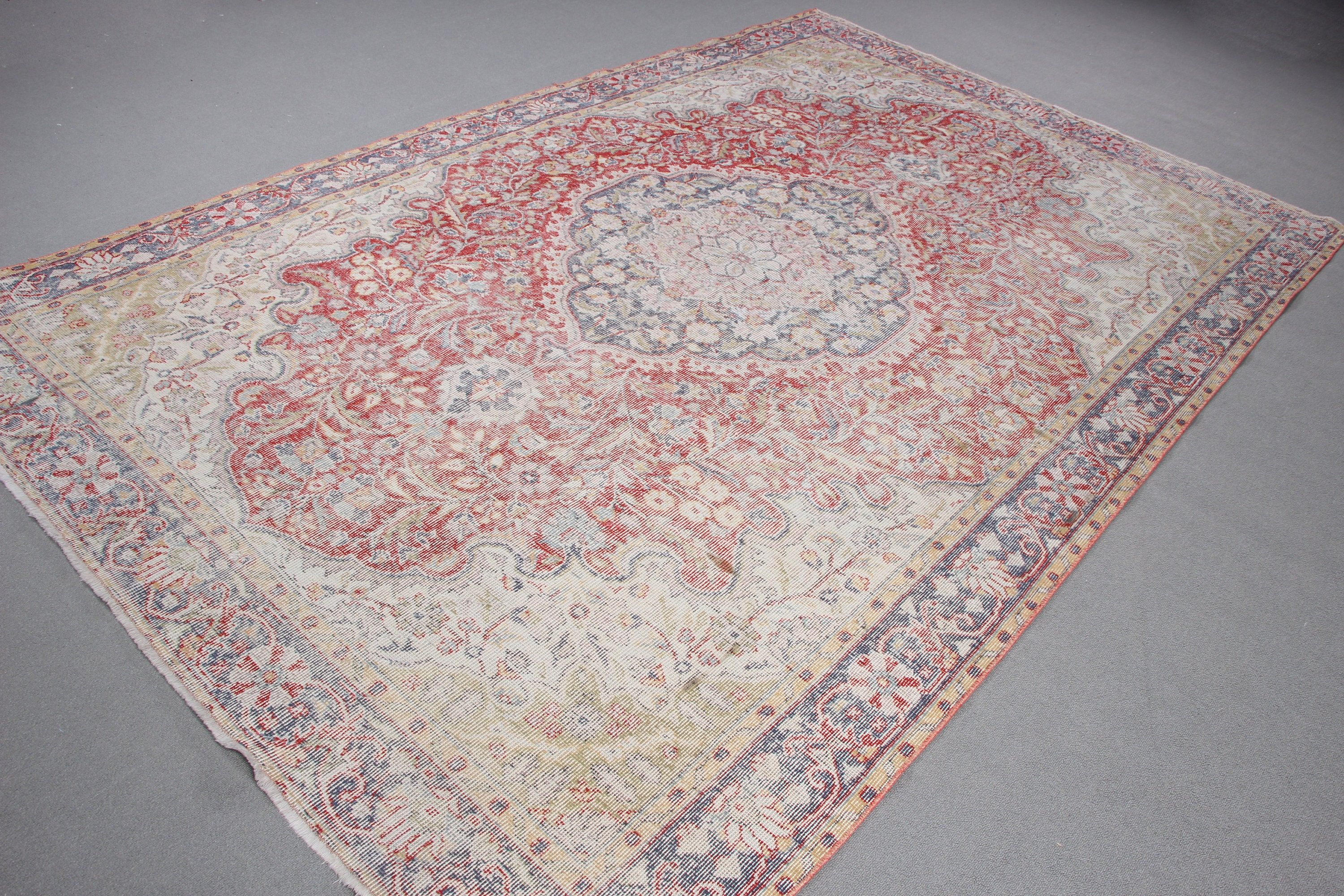 Bedroom Rugs, Turkish Rugs, Red Floor Rug, Ethnic Rug, Rugs for Large Boho, Vintage Rug, Salon Rug, Statement Rugs, 6.5x10.1 ft Large Rugs