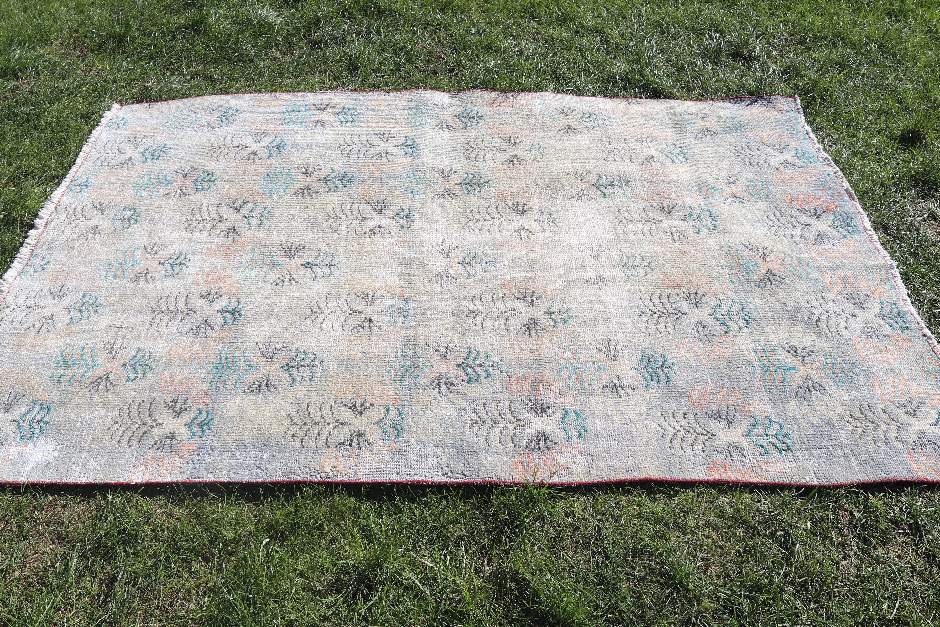 4.4x6.8 ft Area Rug, Kitchen Rugs, Floor Rugs, Vintage Rugs, Beige Handwoven Rug, Turkish Rugs, Oushak Rug, Rugs for Floor