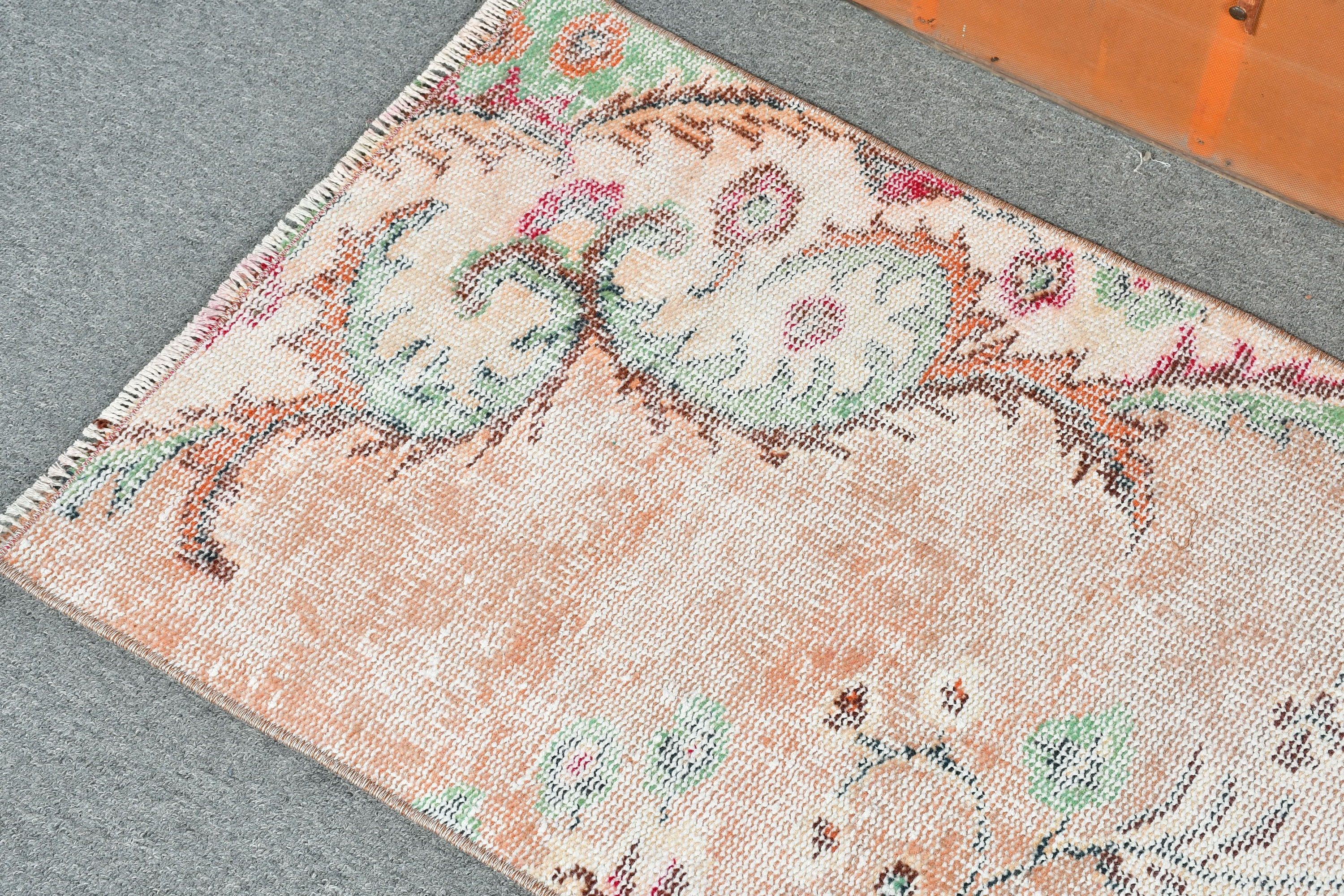 Turkish Rug, Antique Rug, Rugs for Bedroom, Vintage Rug, Car Mat Rugs, Entry Rugs, 1.8x3.9 ft Small Rugs, Oriental Rug, Pink Wool Rugs