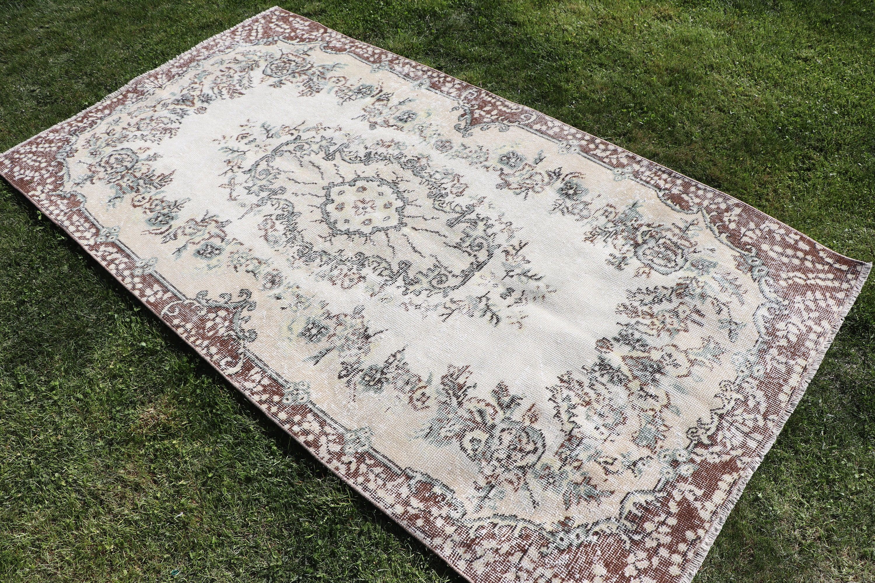 Fas Halıları, 3,8x6,9 ft Alan Halısı, Türk Halısı, Vintage Halılar, Bohem Halısı, Bej Anadolu Halısı, Boho Bölge Halısı, Yer Halısı, Yatak Odası Halısı