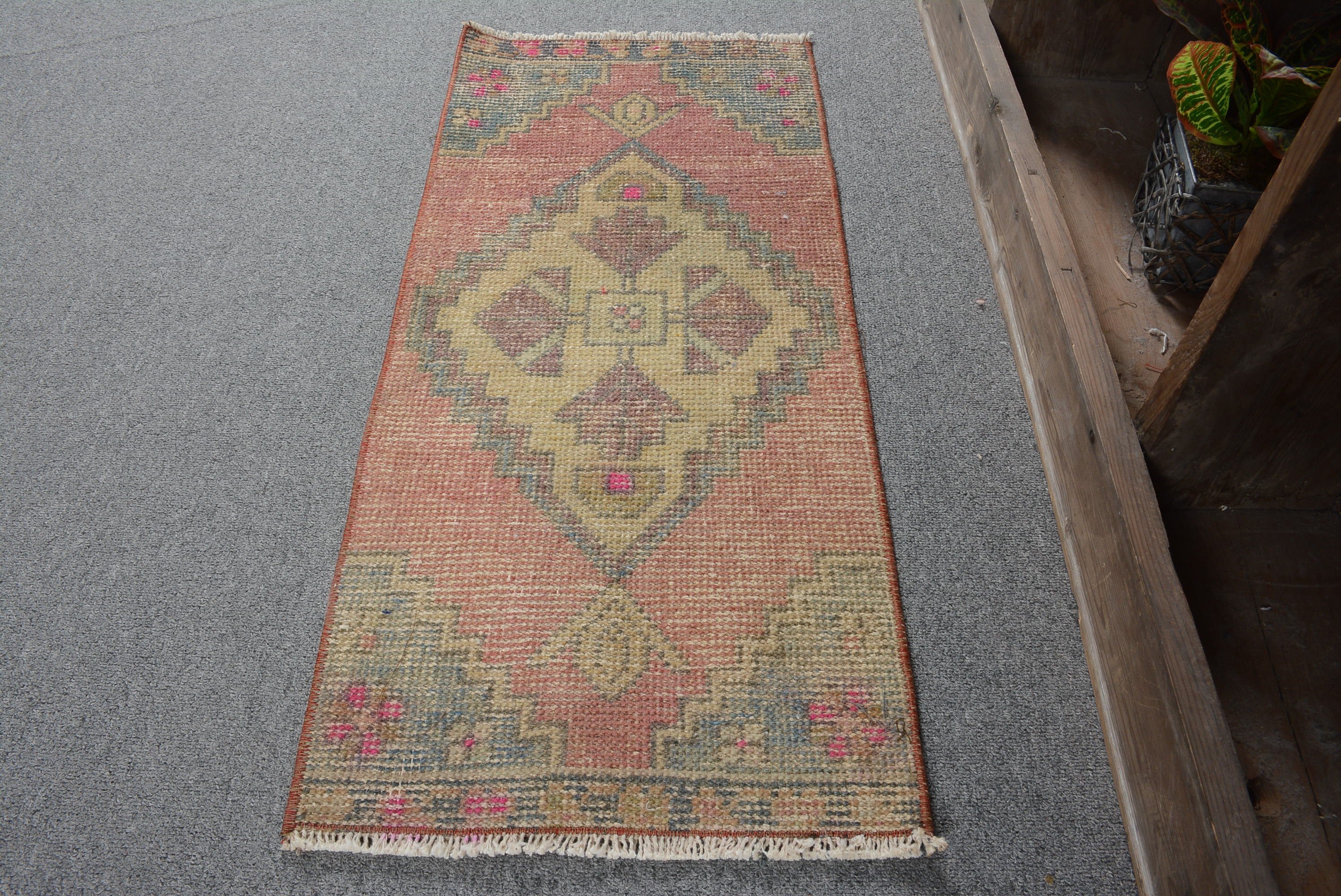 Home Decor Rug, Red Wool Rug, Car Mat Rugs, Anatolian Rug, Vintage Rug, 1.2x2.9 ft Small Rug, Eclectic Rugs, Turkish Rug, Wall Hanging Rug