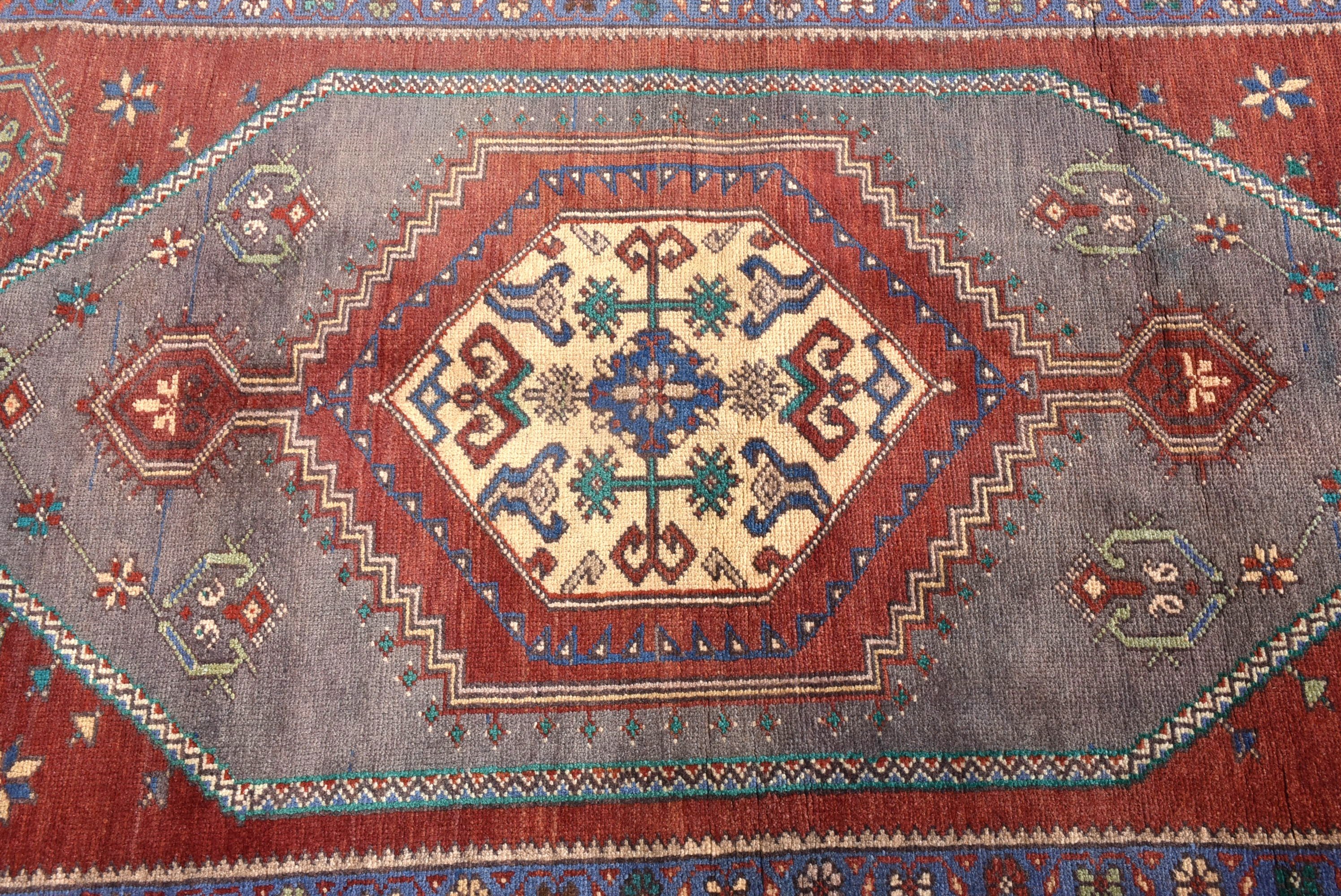 Kırmızı Oushak Halılar, Vintage Halılar, Türk Halıları, 3,9x7,4 ft Alan Halıları, Boho Halı, Boho Bölge Halıları, Etnik Halı, Mutfak Halısı, Vintage Alan Halıları