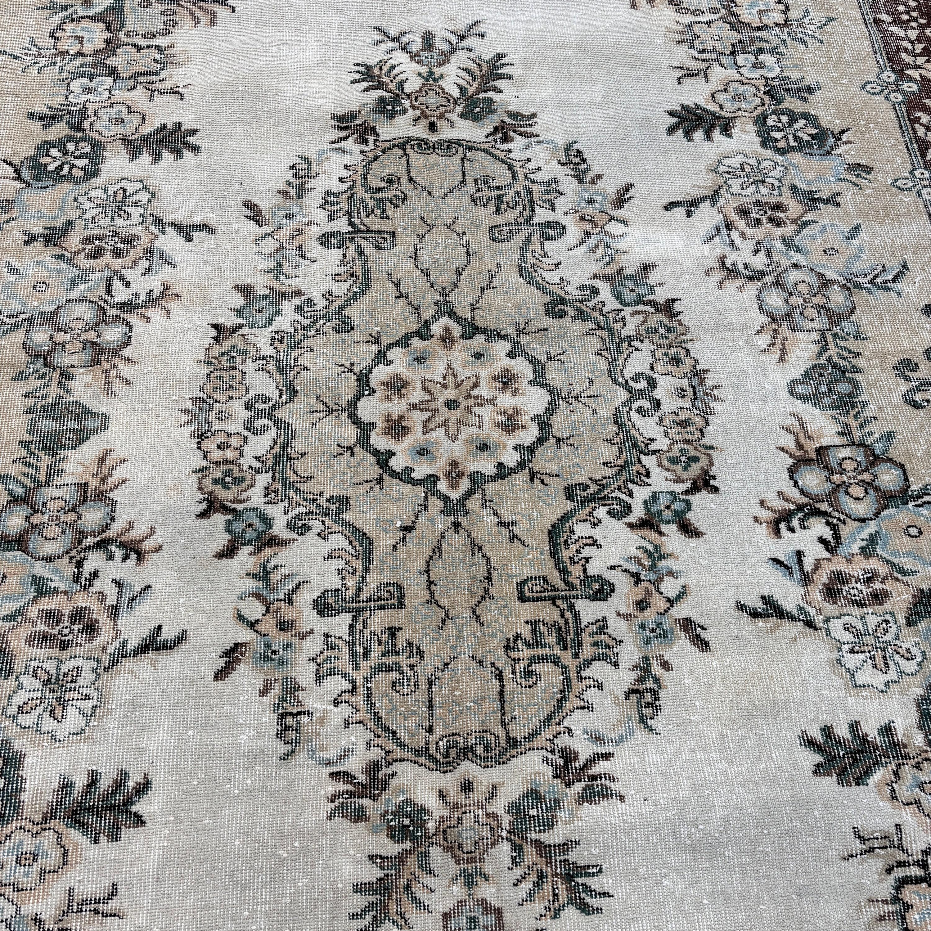 Yatak Odası Halısı, Kahverengi Yün Halılar, Vintage Halı, Türk Halıları, Büyük Vintage Halılar, Aztek Halısı, 6.2x9.7 ft Büyük Halılar, Yer Halıları, Oturma Odası Halıları