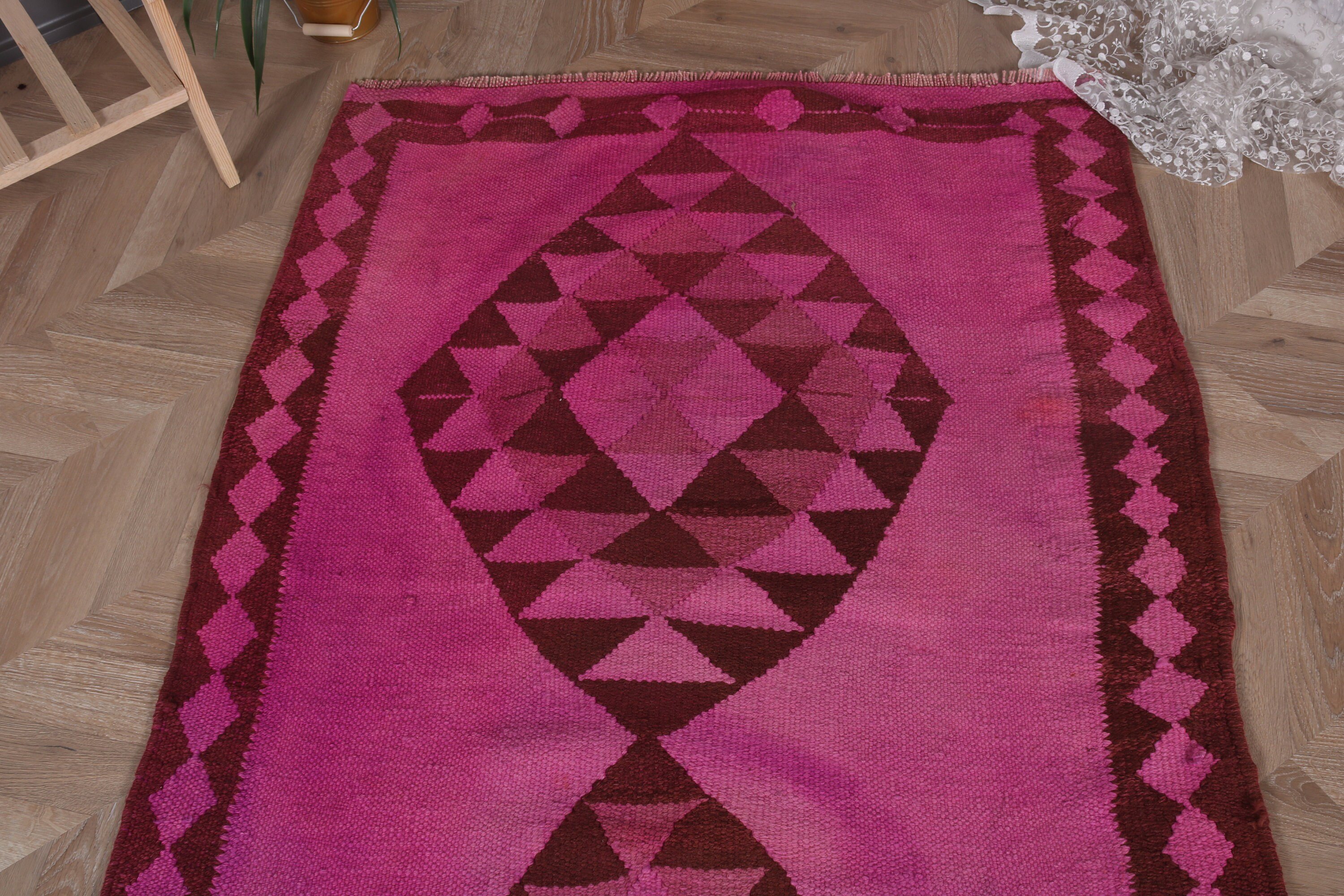 Vintage Halı, Koridor Halıları, Oushak Halısı, Ev Dekorasyonu Halısı, Pembe Oryantal Halısı, Türk Halıları, Vintage Runner Halıları, 3,5x11,1 ft Runner Halısı