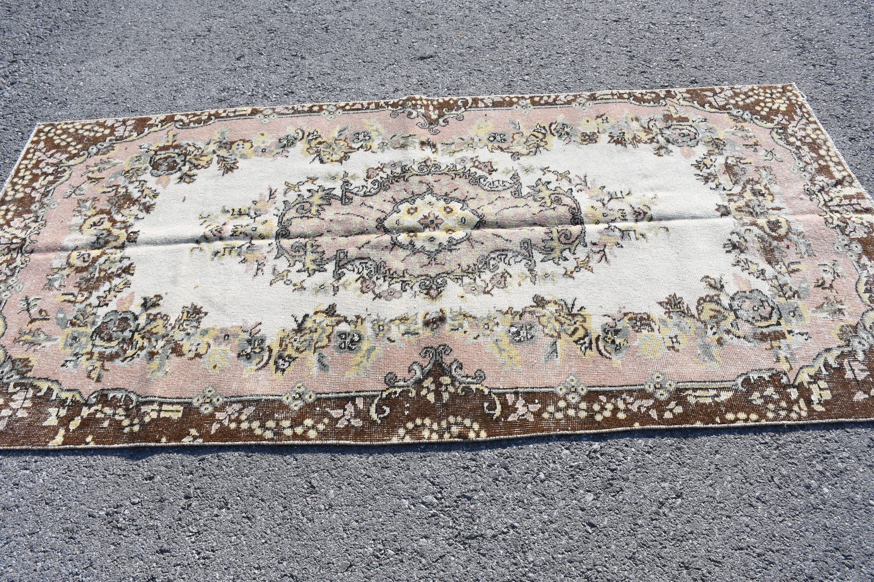 Vintage Rug, Floor Rugs, Pink Oriental Rug, Turkish Rug, Oriental Rug, Boho Rug, 3.6x7.7 ft Area Rug, Living Room Rug, Bedroom Rugs