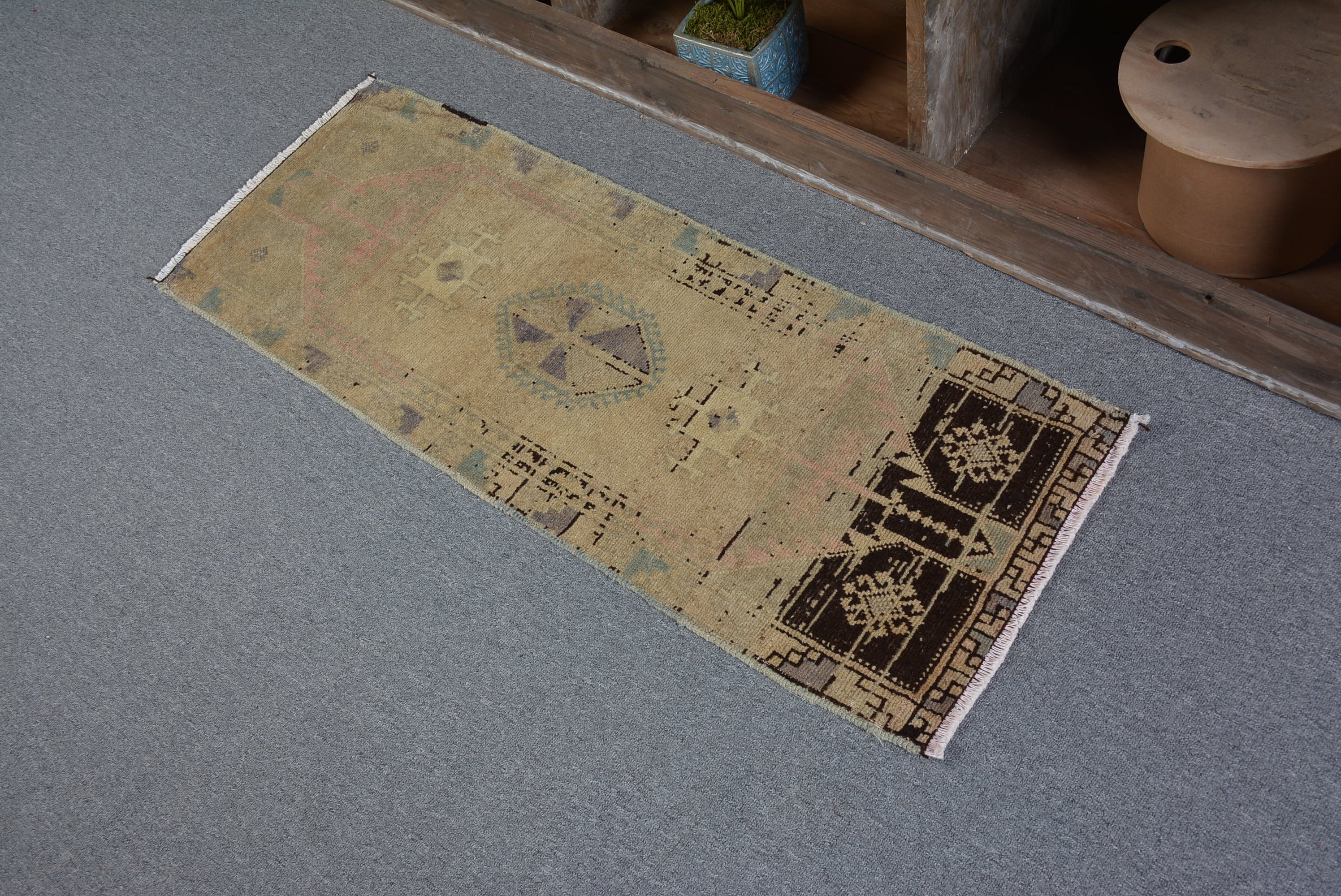 Kitchen Rugs, Cool Rug, Rugs for Door Mat, Vintage Rug, Turkish Rugs, 1.4x3.8 ft Small Rug, Wall Hanging Rugs, Colorful Rug, Bright Rugs