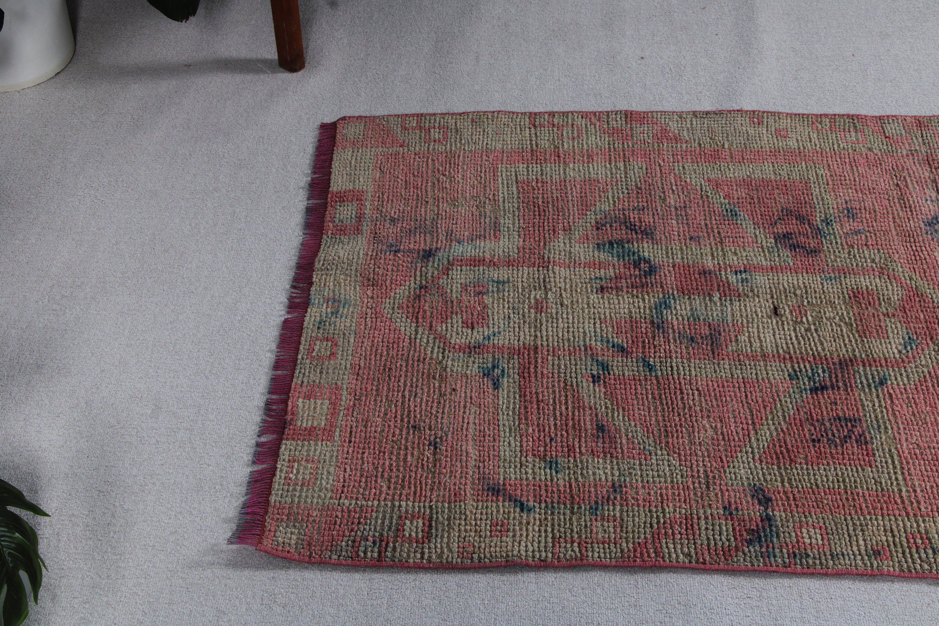 3.1x6.7 ft Accent Halı, Vintage Halılar, Yatak Odası Halıları, Pembe Boho Halıları, Lüks Halı, Türk Halısı, Yatak Odası Halısı, Mutfak Halısı, Açıklama Halıları