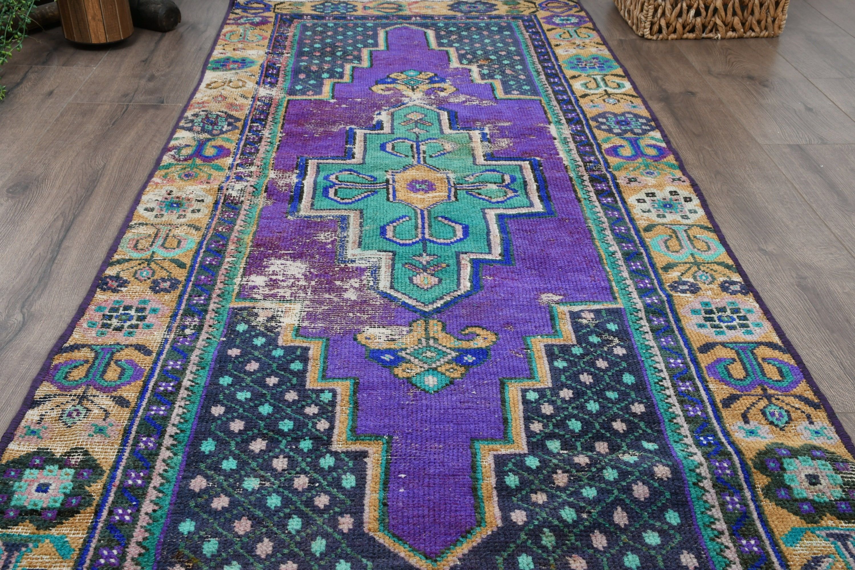 Purple Antique Rug, 2.6x6 ft Accent Rug, Vintage Rug, Boho Rug, Turkish Rugs, Bedroom Rug, Moroccan Rug, Kitchen Rug, Oriental Rugs