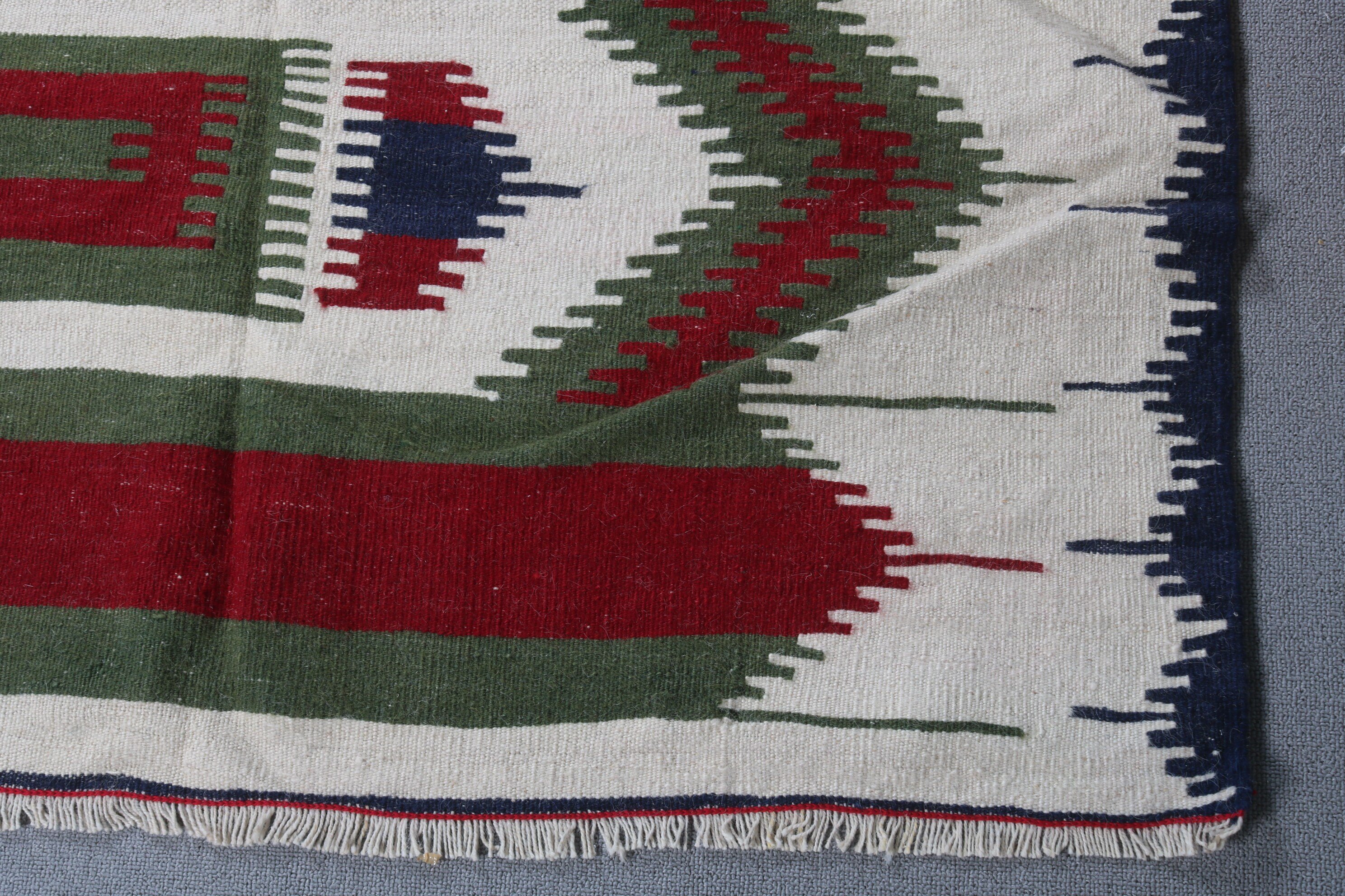 Red Wool Rug, Turkish Rugs, Indoor Rug, Kitchen Rug, Rugs for Floor, Kilim, 4x7.1 ft Area Rug, Anatolian Rug, Vintage Rug