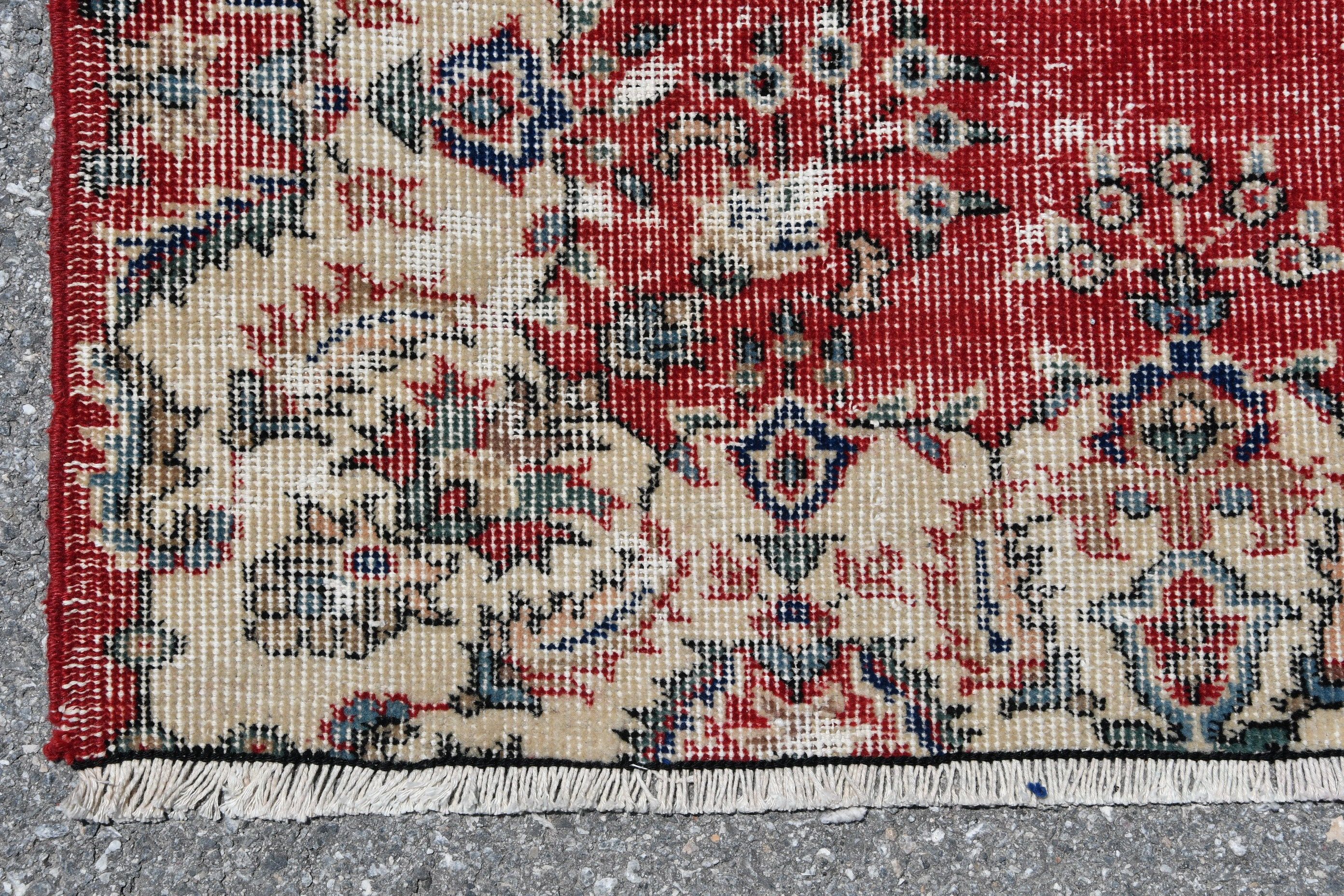 Living Room Rug, 3.8x6.8 ft Area Rug, Turkish Rugs, Home Decor Rug, Rugs for Dining Room, Vintage Rugs, Red Oriental Rug