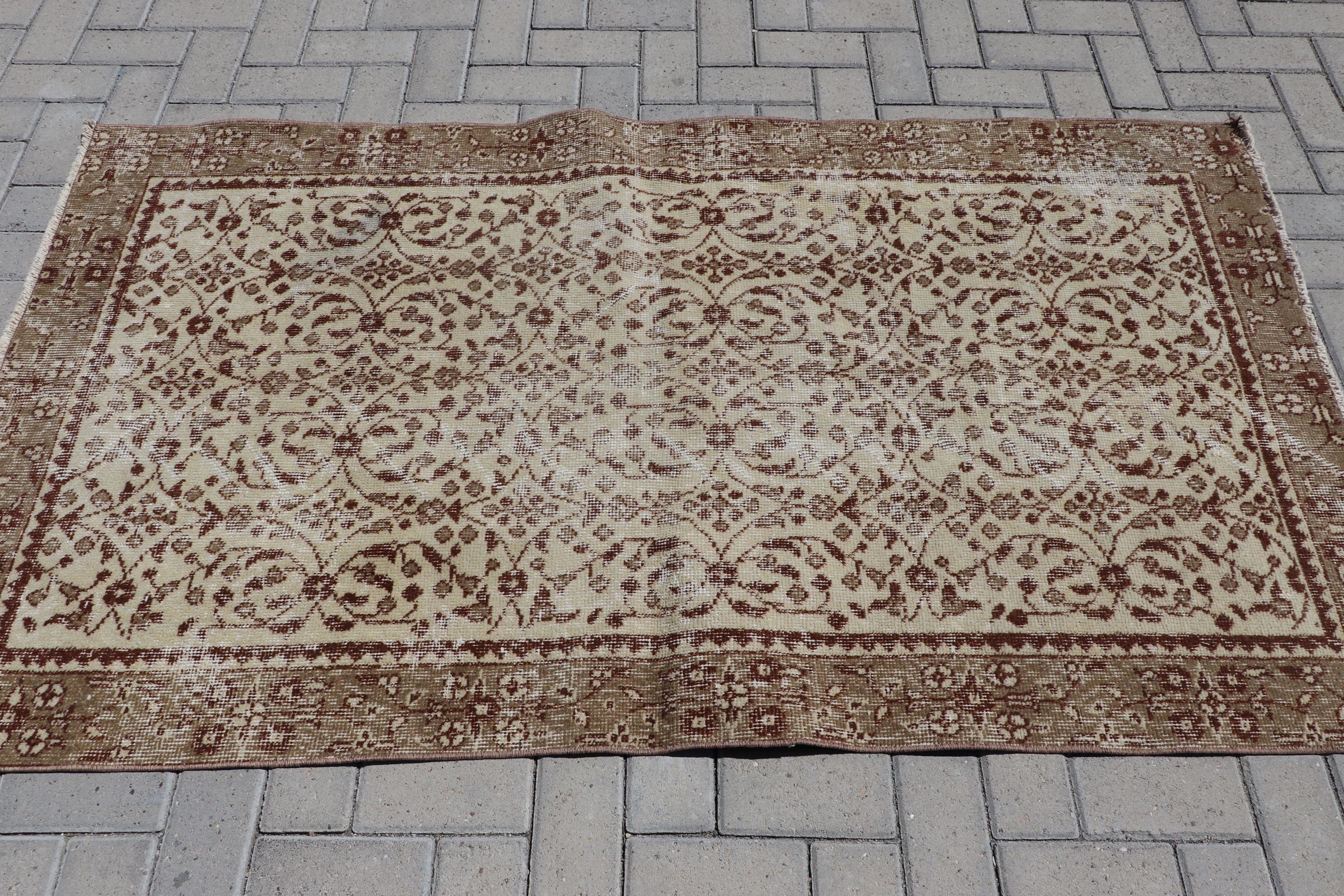 Vintage Rug, Turkish Rugs, Wool Rug, Nursery Rugs, Home Decor Rugs, Beige  3.5x6.2 ft Accent Rugs, Entry Rugs, Ethnic Rug