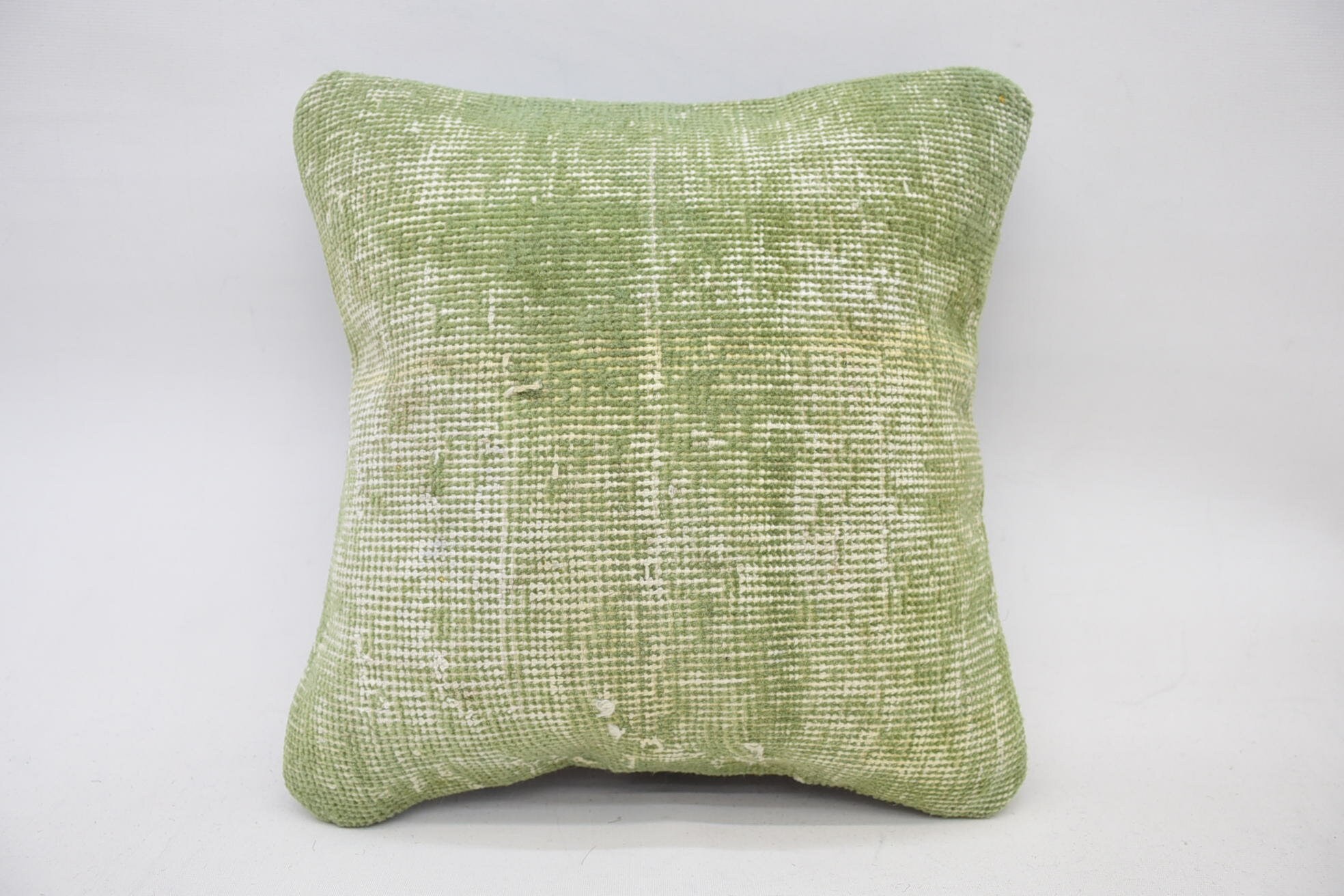 14"x14" Green Cushion, Kilim Pillow Cover, Cotton Pillow Sham, Ethnical Kilim Rug Pillow, Antique Pillows