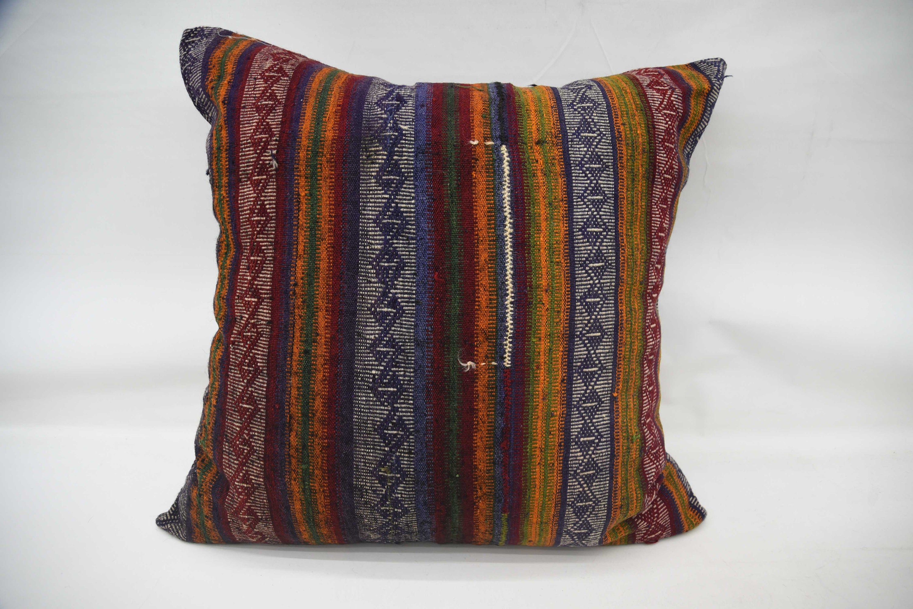 Garden Pillow Case, Turkish Kilim Pillow, Handmade Kilim Cushion, Interior Designer Pillow, 32"x32" Orange Pillow Sham