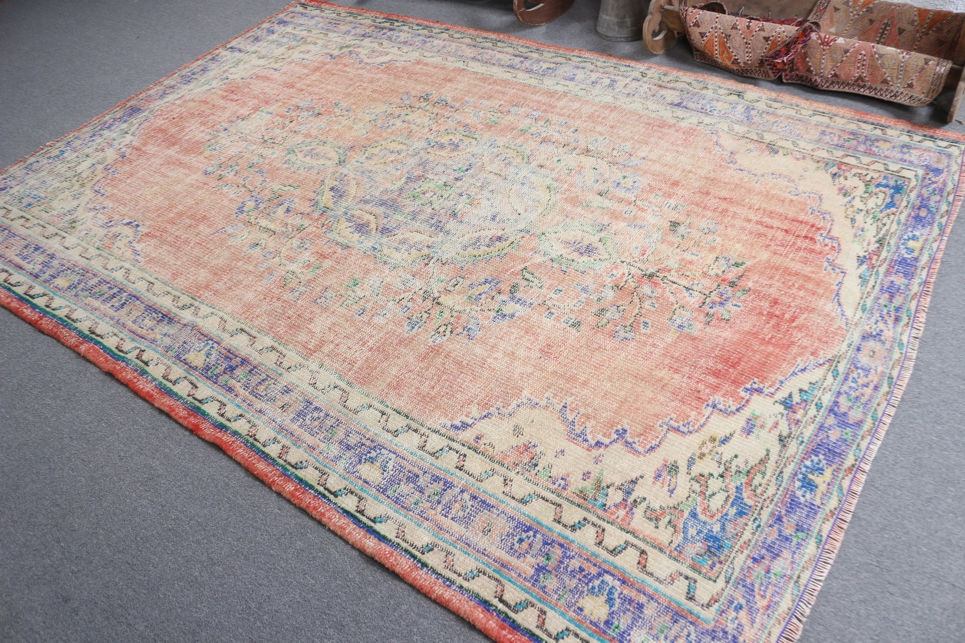 Turkish Rugs, Living Room Rug, Custom Rug, Antique Rugs, 6.2x9 ft Large Rugs, Red Oriental Rug, Bedroom Rug, Home Decor Rug, Vintage Rug