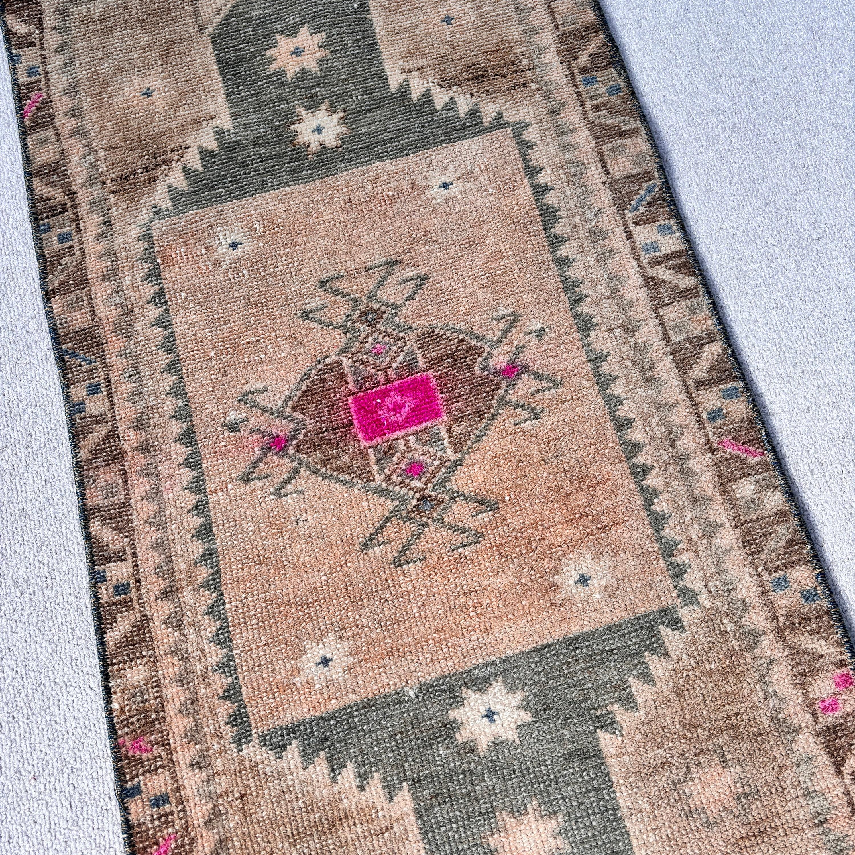 Small Vintage Rugs, Bathroom Rug, Vintage Rugs, 1.5x2.8 ft Small Rugs, Brown Cool Rugs, Anatolian Rugs, Kitchen Rug, Turkish Rugs