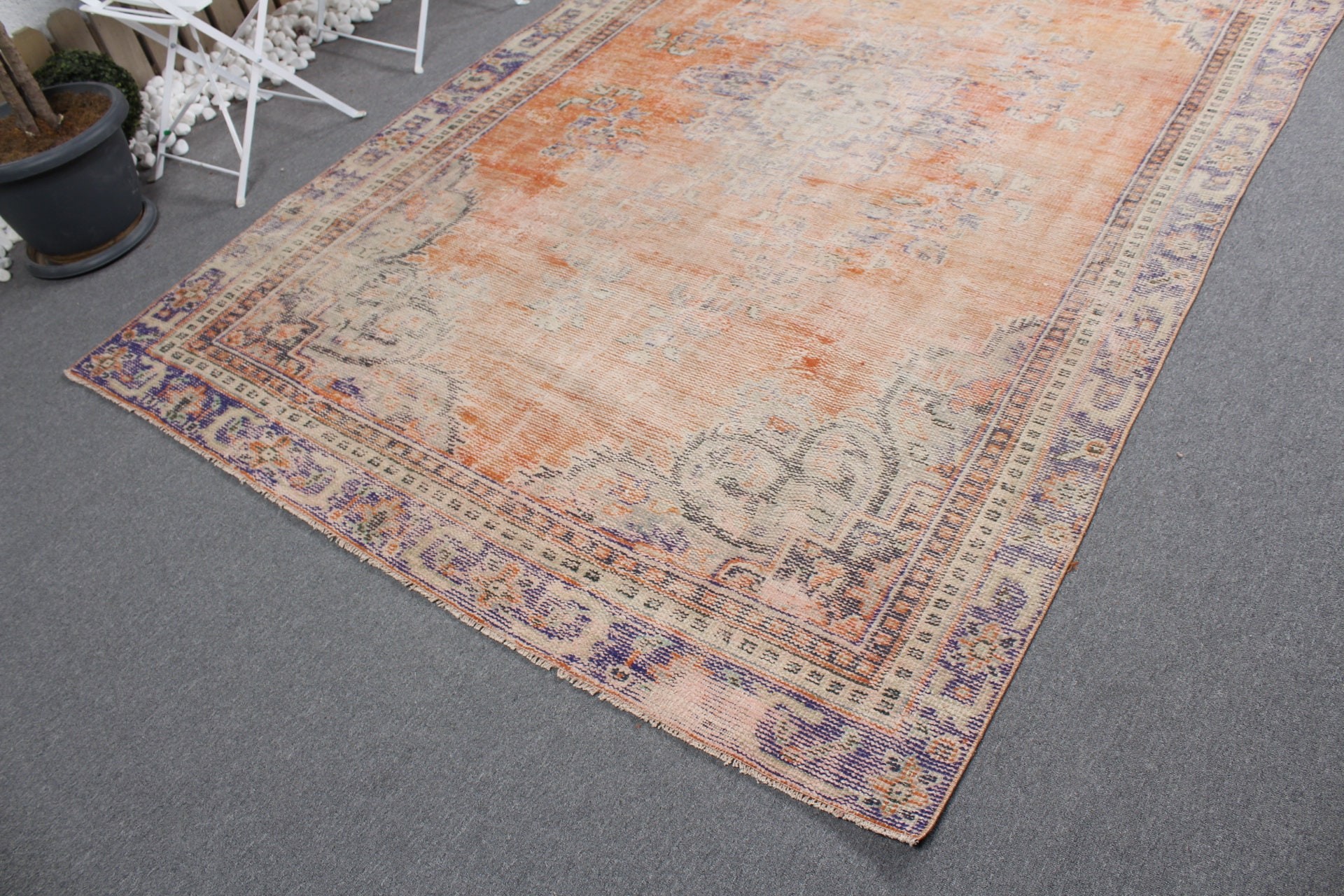 Living Room Rug, Cool Rugs, Anatolian Rug, 6.2x10.8 ft Large Rug, Dining Room Rug, Floor Rug, Turkish Rugs, Vintage Rug, Orange Antique Rug