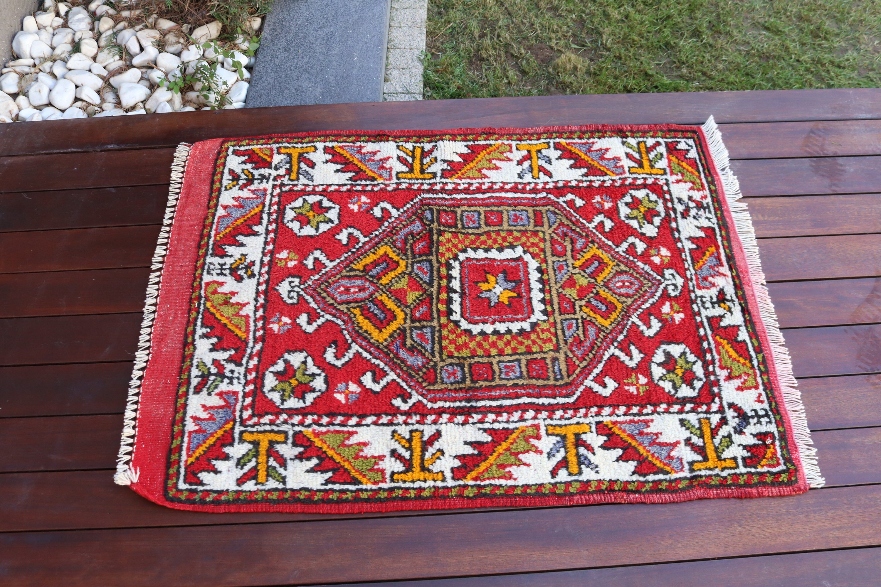 Etnik Halı, Giriş Halıları, Küçük Vintage Halılar, 2,5x3,3 ft Küçük Halılar, Vintage Halılar, Türk Halısı, Kırmızı Ev Dekor Halısı, Oryantal Halılar, Boho Halıları