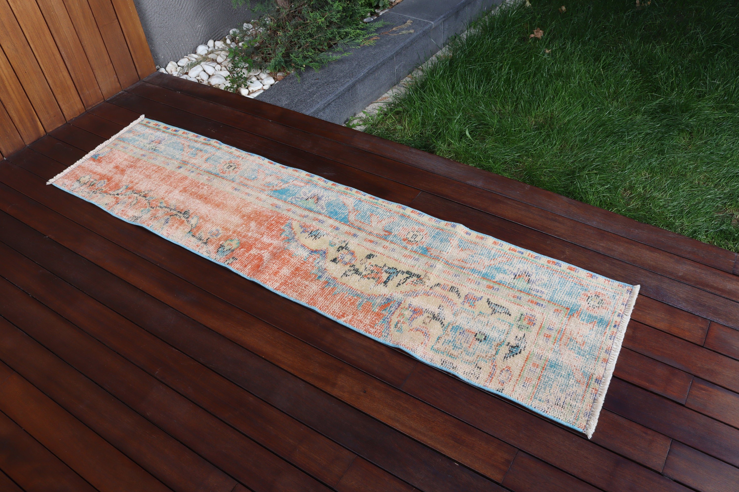 Turkish Rug, Orange Modern Rugs, Long Runner Rugs, Vintage Rugs, 1.5x6.2 ft Runner Rugs, Vintage Runner Rug, Oriental Rugs