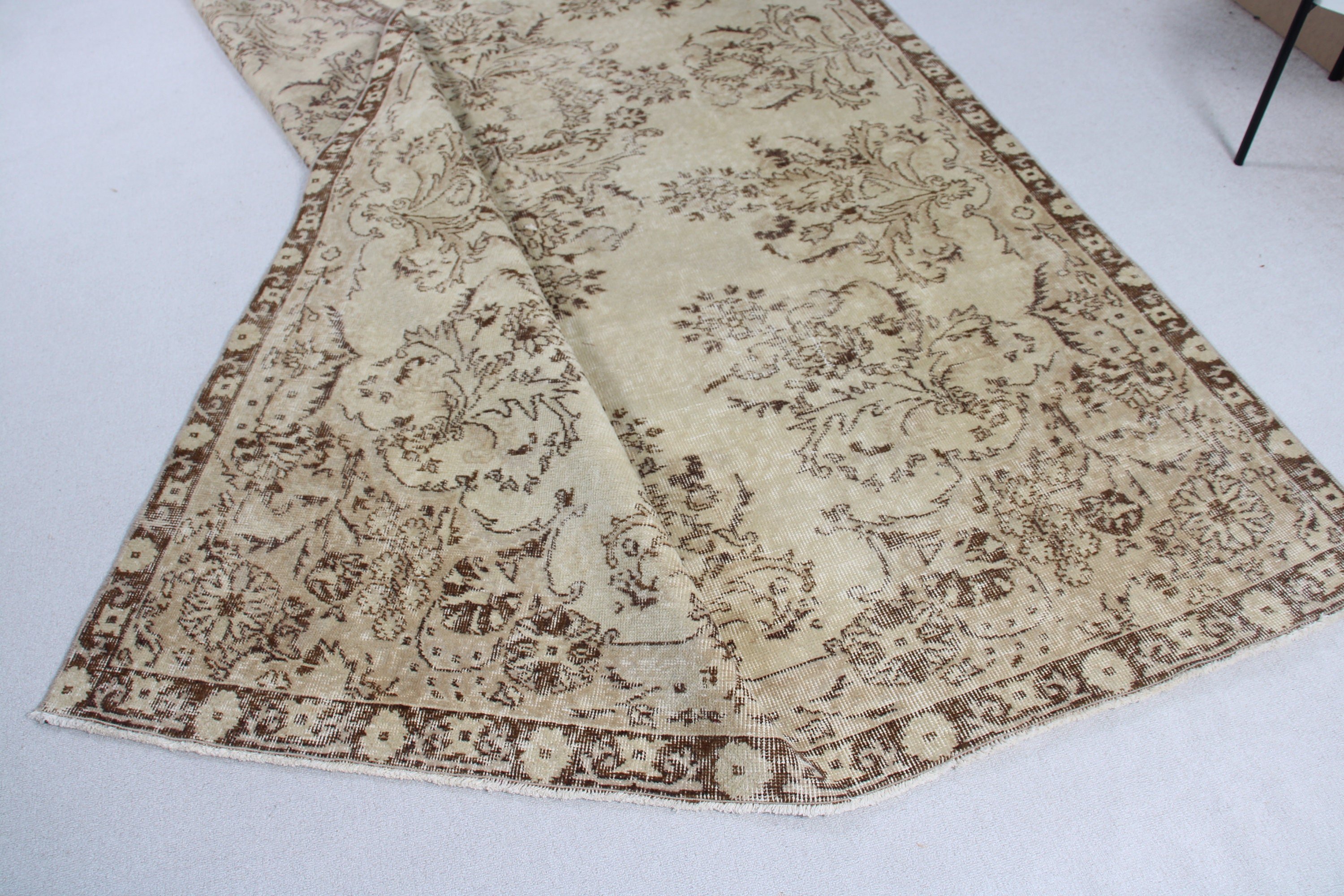 Açıklama Halısı, Bej Antika Halı, Etnik Halılar, Yatak Odası Halısı, Havalı Halılar, Vintage Halı, Büyük Oushak Halıları, 6,5x10,4 ft Büyük Halı, Türk Halısı