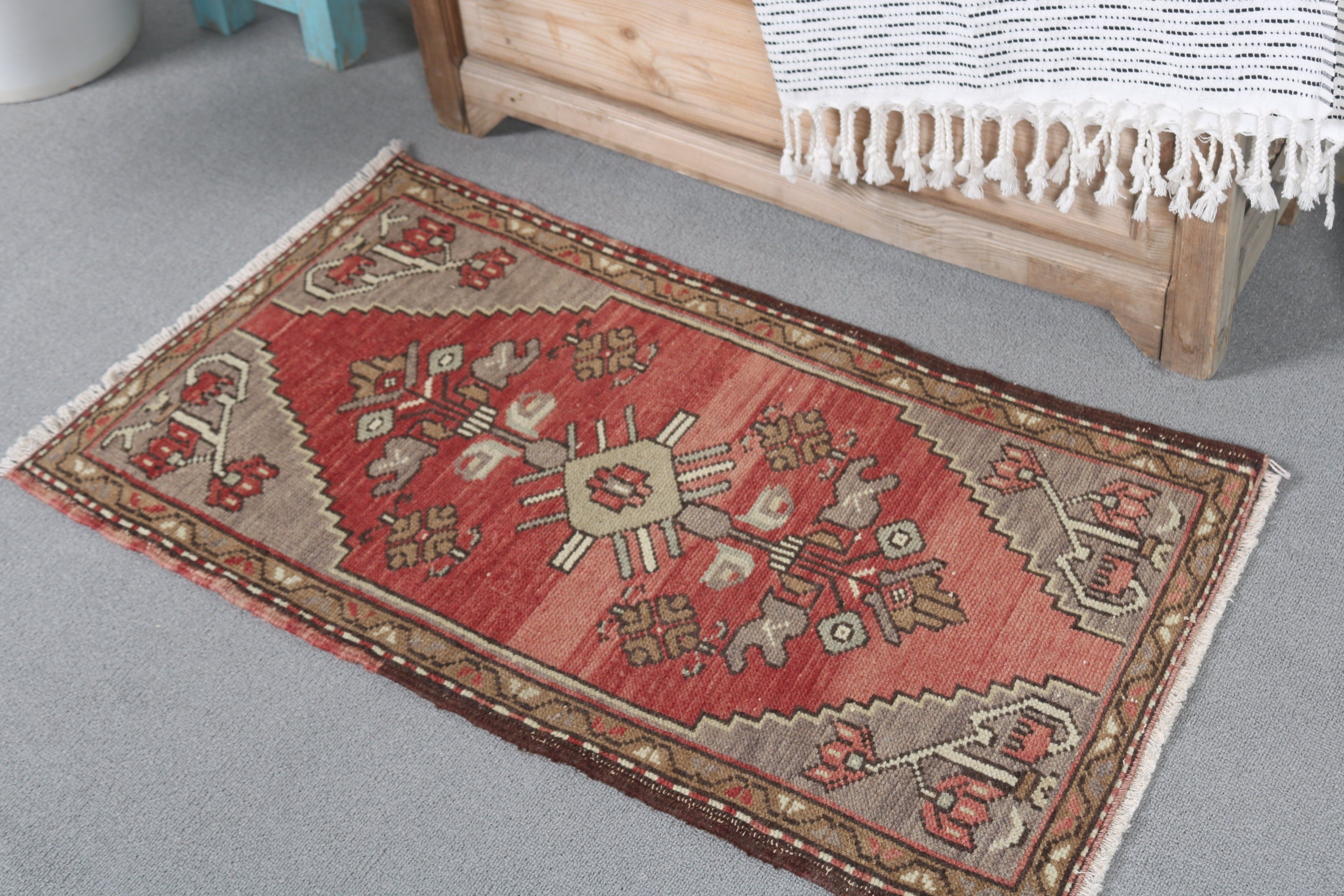 Floor Rugs, Vintage Rug, Bathroom Rug, Cool Rug, Turkish Rug, Bath Mat Cute Rug, 1.6x3 ft Small Rug, Brown Home Decor Rug, Bedroom Rugs