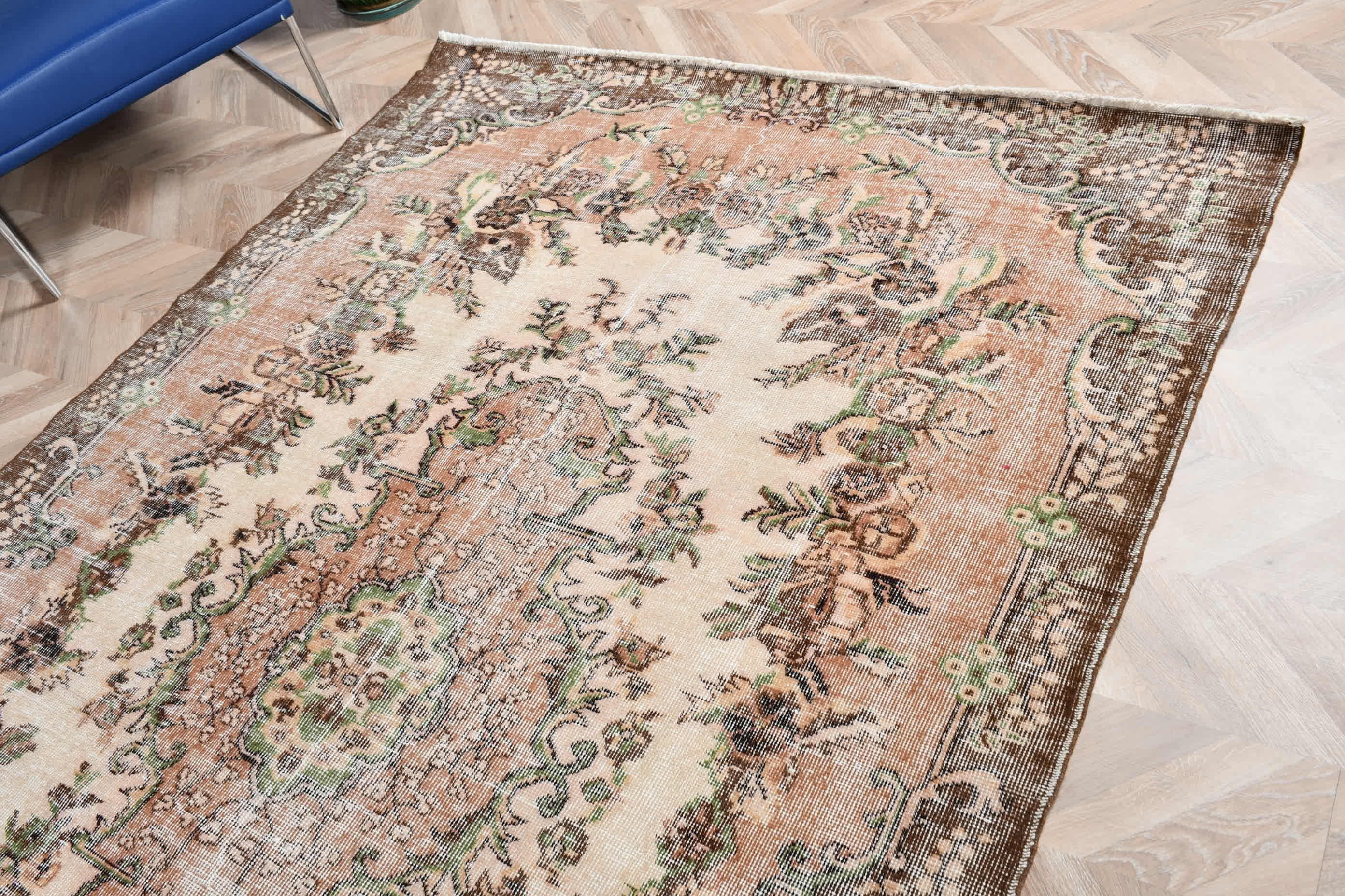 Yatak Odası Halıları, Vintage Halı, Antika Halı, 5.8x9.3 ft Büyük Halı, Salon Halıları, Turuncu Fas Halısı, Yatak Odası Halıları, Türk Halısı