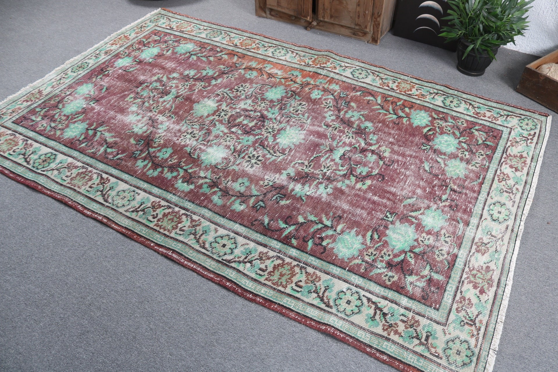 Büyük Vintage Halılar, Yemek Odası Halıları, 5.4x8.3 ft Büyük Halılar, Türk Halısı, Mor Açıklama Halısı, Lüks Halı, Vintage Halı