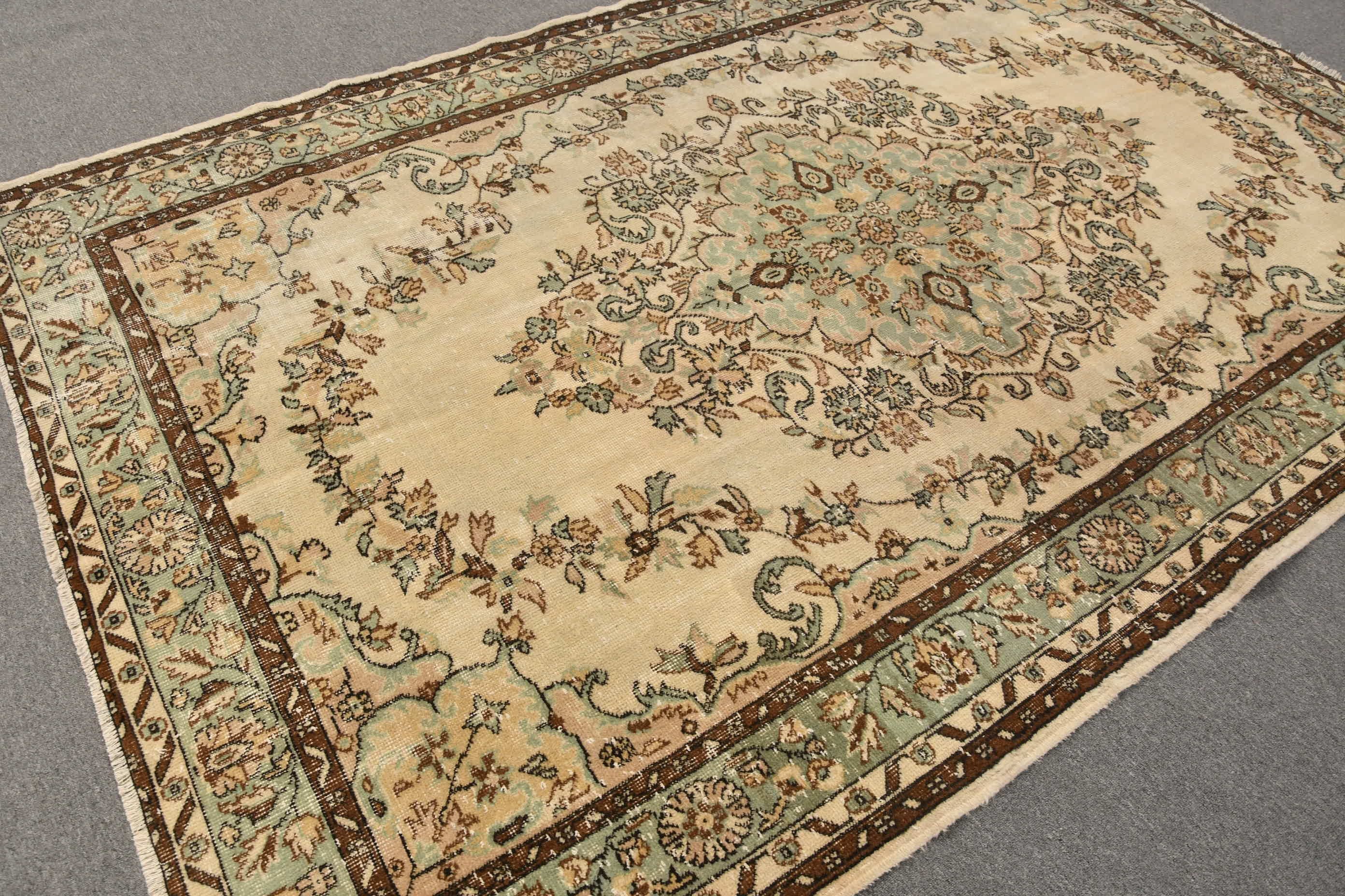 Salon Rug, Ethnic Rugs, Turkish Rug, Dining Room Rugs, Oriental Rugs, Vintage Rug, Floor Rug, Beige Home Decor Rug, 6.4x9.9 ft Large Rug
