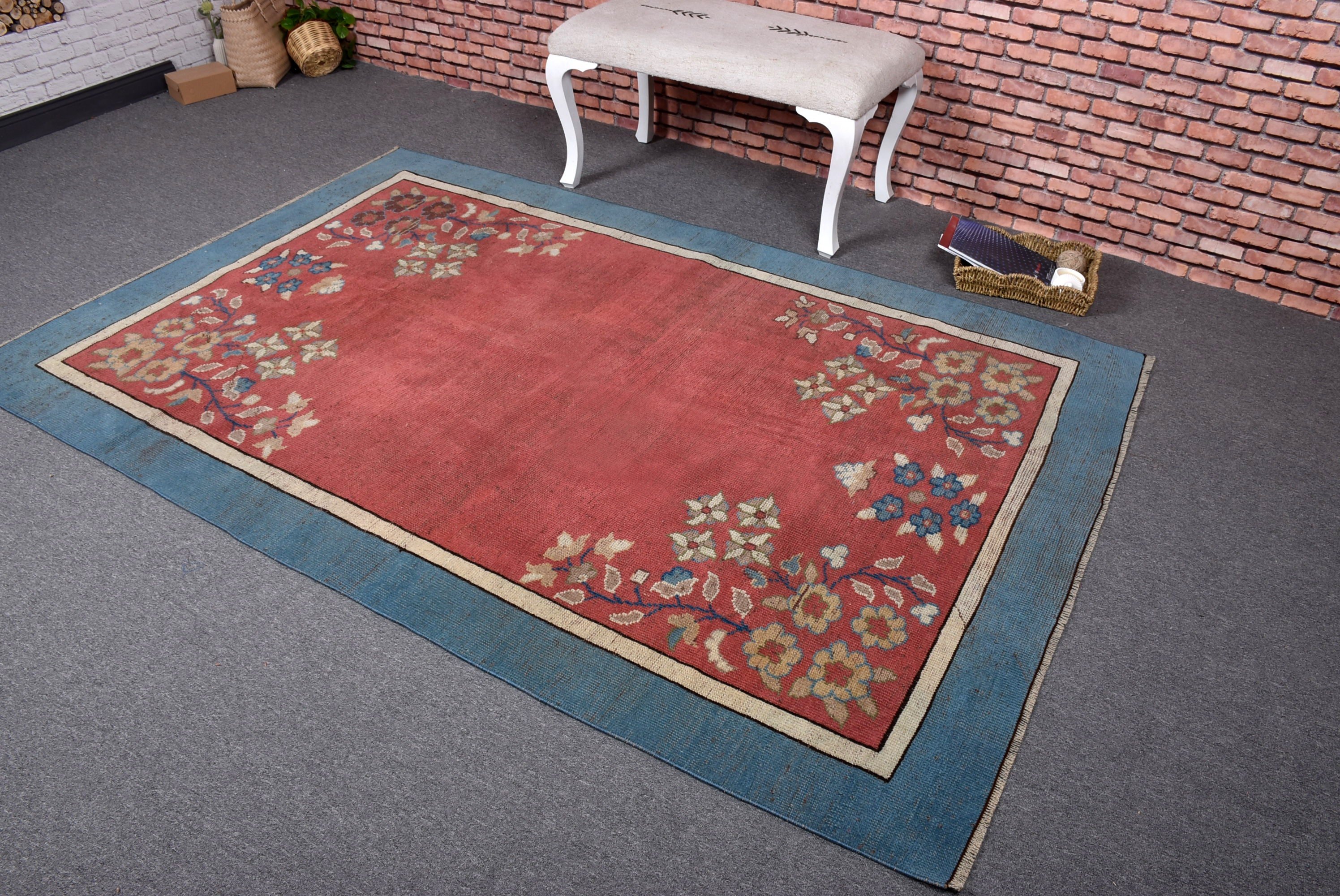 Bedroom Rugs, Aesthetic Rugs, Floor Rugs, Turkish Rugs, Antique Rug, Red Luxury Rug, 5.1x7.5 ft Area Rugs, Vintage Rug, Flatweave Rugs