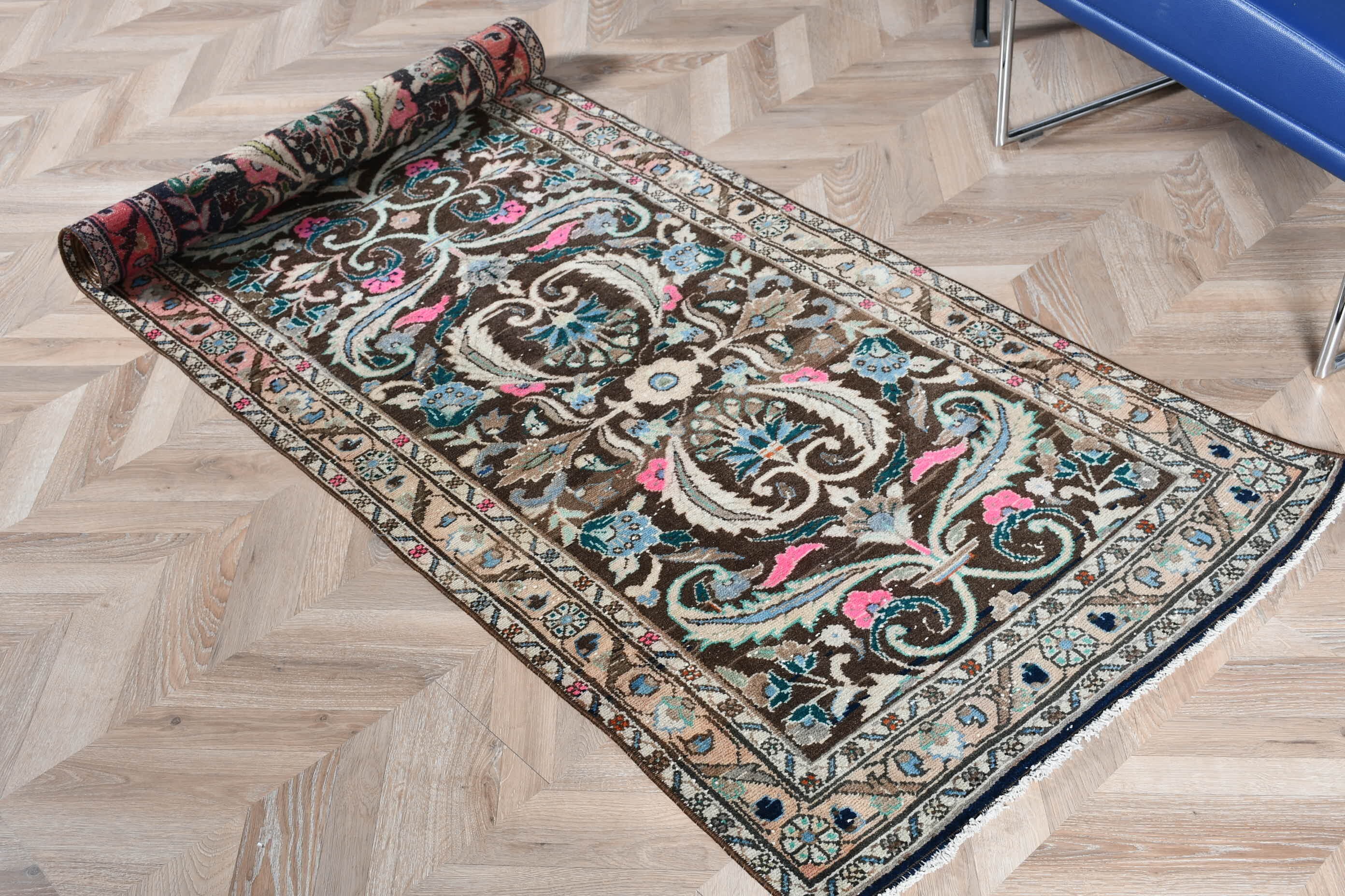 Kahverengi Antika Halı, Yatak Odası Halısı, Vintage Halılar, Sevimli Halı, 2.7x8.8 ft Runner Halıları, Runner Halıları, Koridor Halısı, Türk Halısı