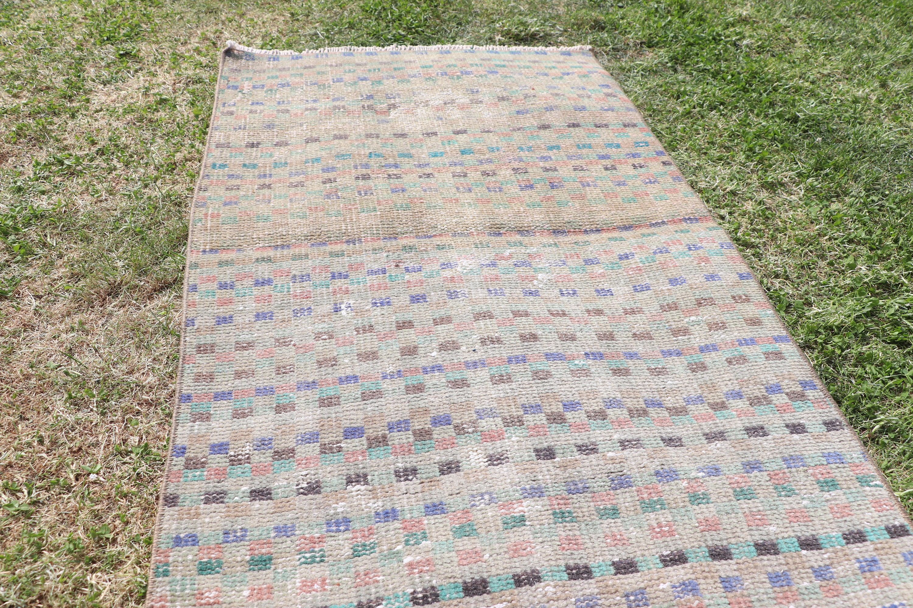 Bej Boho Halılar, 2.1x3.5 ft Küçük Halılar, Oryantal Halılar, Bohem Halılar, Türk Halıları, Vintage Halı, Mutfak Halısı, Yer Halısı, Duvara Asılı Halı