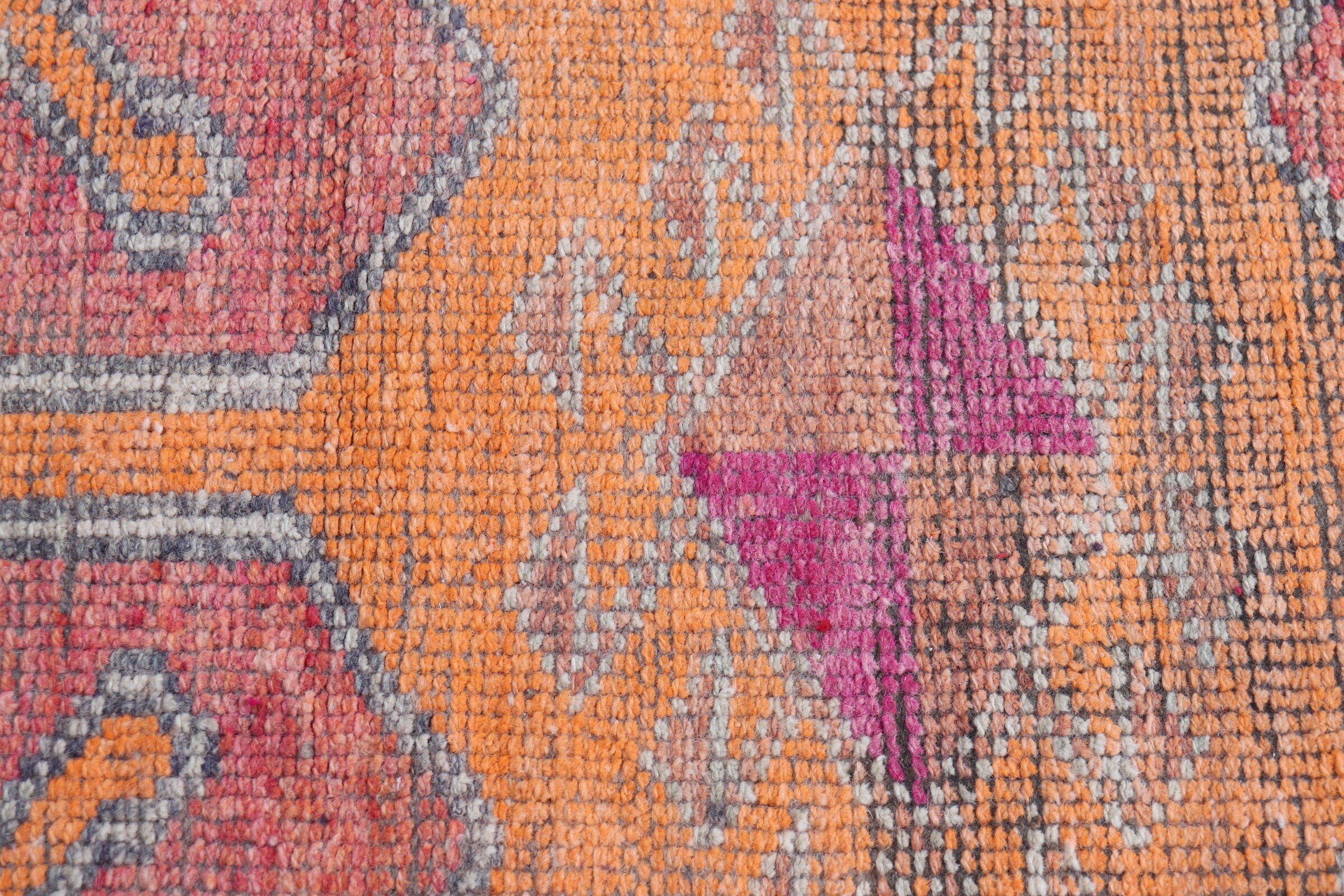 Oushak Rug, Turkish Rugs, Vintage Rugs, Kitchen Rug, Orange Wool Rugs, Floor Rugs, Rugs for Entry, Nursery Rug, 2.7x2.9 ft Small Rug