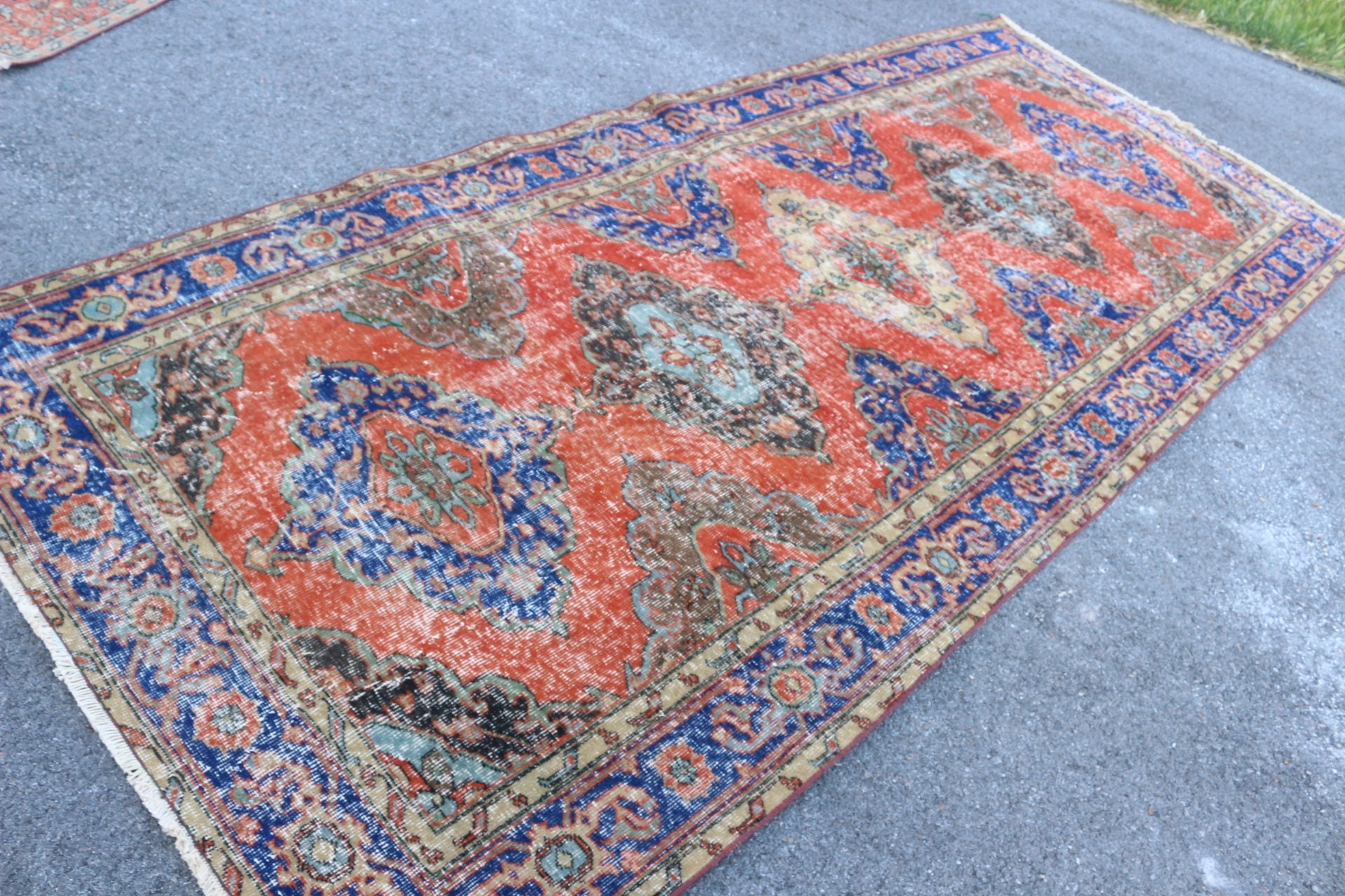 Vintage Rug, Home Decor Rug, Red Kitchen Rugs, Pastel Rugs, Oriental Rugs, 4.7x11.4 ft Large Rug, Living Room Rug, Salon Rug, Turkish Rugs