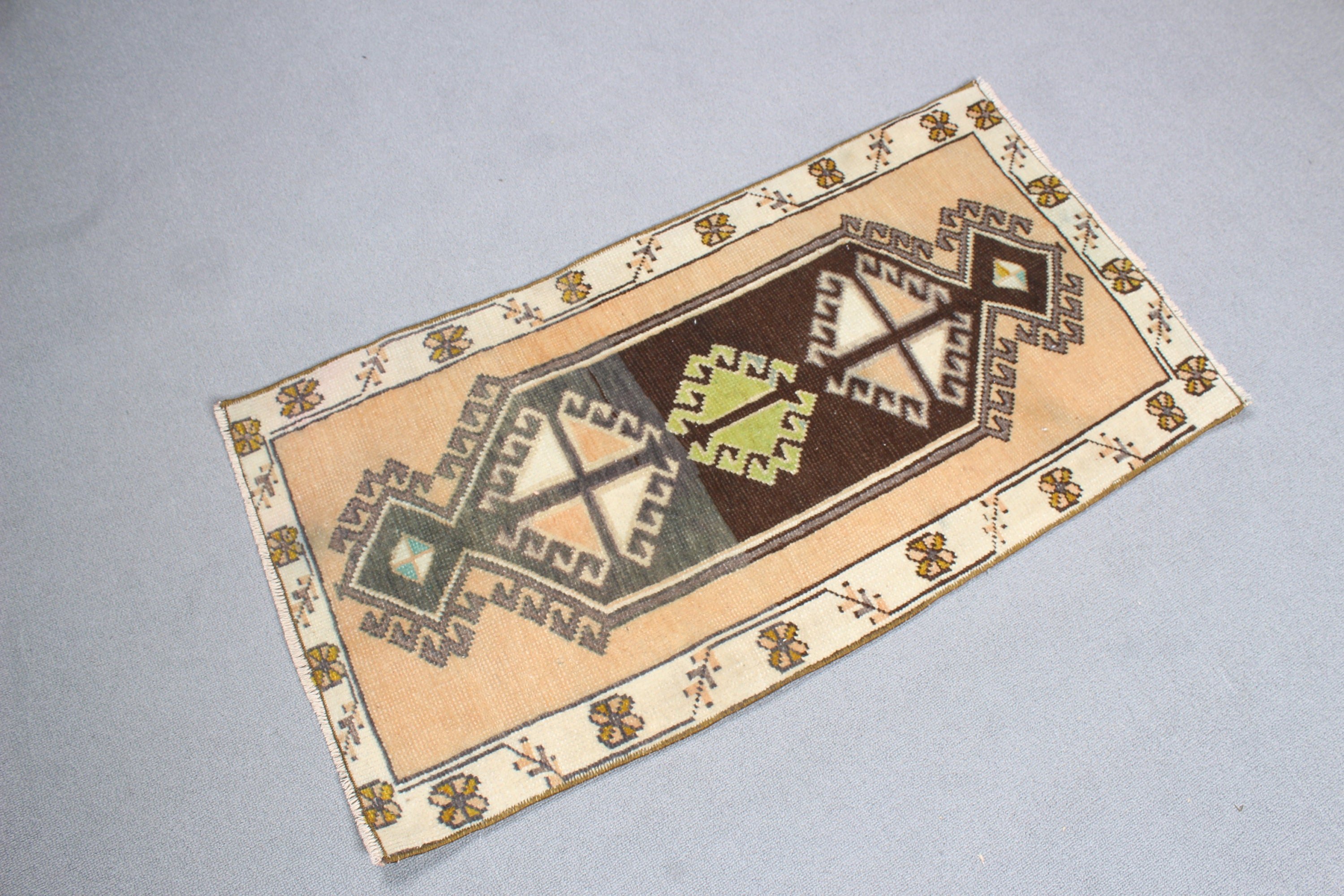 Kitchen Rugs, Brown Moroccan Rug, 1.7x3.2 ft Small Rug, Door Mat Rug, Statement Rugs, Turkish Rug, Office Rug, Vintage Rug