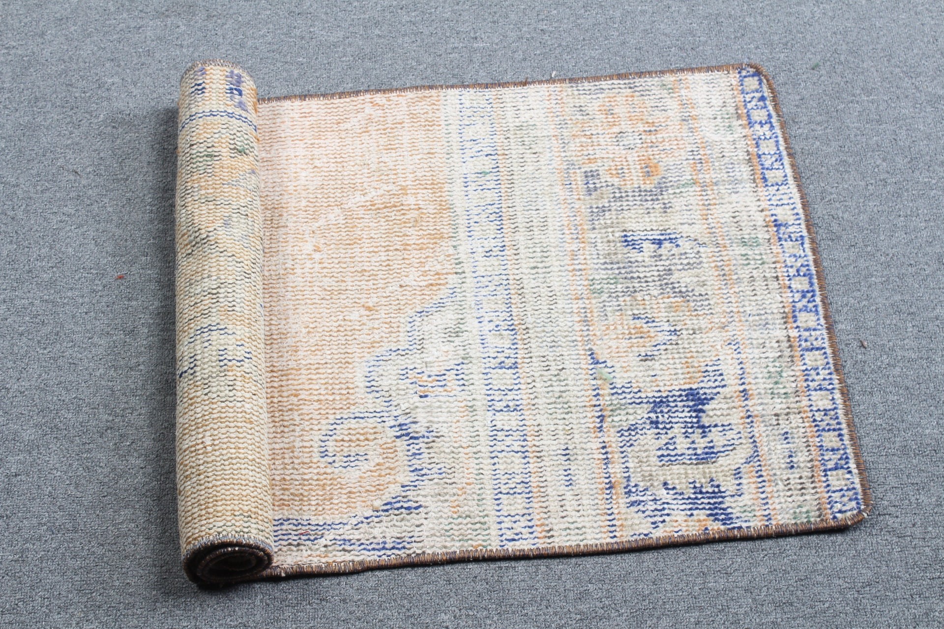 Duvara Asılı Halılar, Vintage Halılar, Mutfak Halısı, 1.6x3.4 ft Küçük Halı, Banyo Halısı, Yurt Halıları, Turuncu Oushak Halıları, Türk Halısı