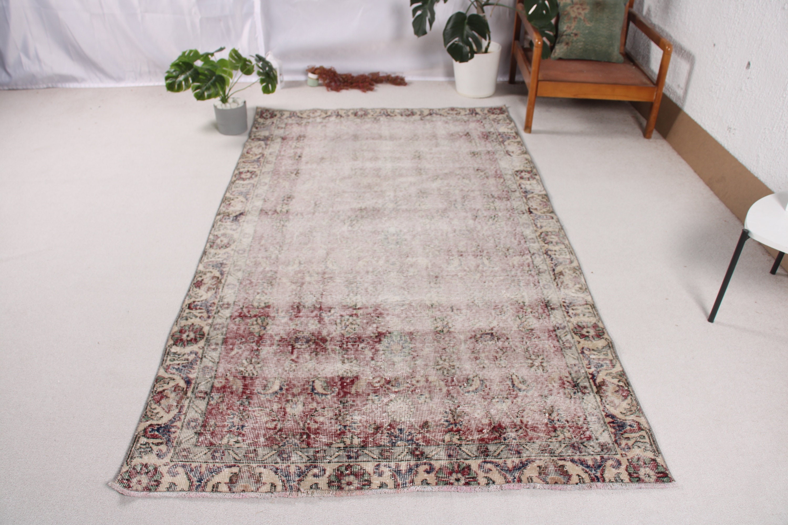 4.5x8 ft Alan Halısı, Yer Halısı, Oturma Odası Halısı, Oturma Odası Halıları, Boho Halıları, Kırmızı Yün Halıları, Vintage Halılar, Boho Alan Halıları, Türk Halısı