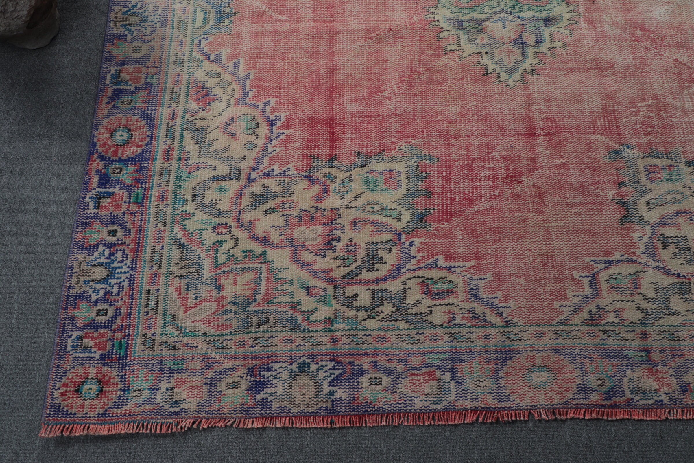 Yemek Odası Halıları, Oturma Odası Halıları, Kırmızı Oushak Halıları, Antika Halı, Türk Halıları, 5.7x9.2 ft Büyük Halı, Havalı Halı, El Dokuma Halı, Vintage Halı