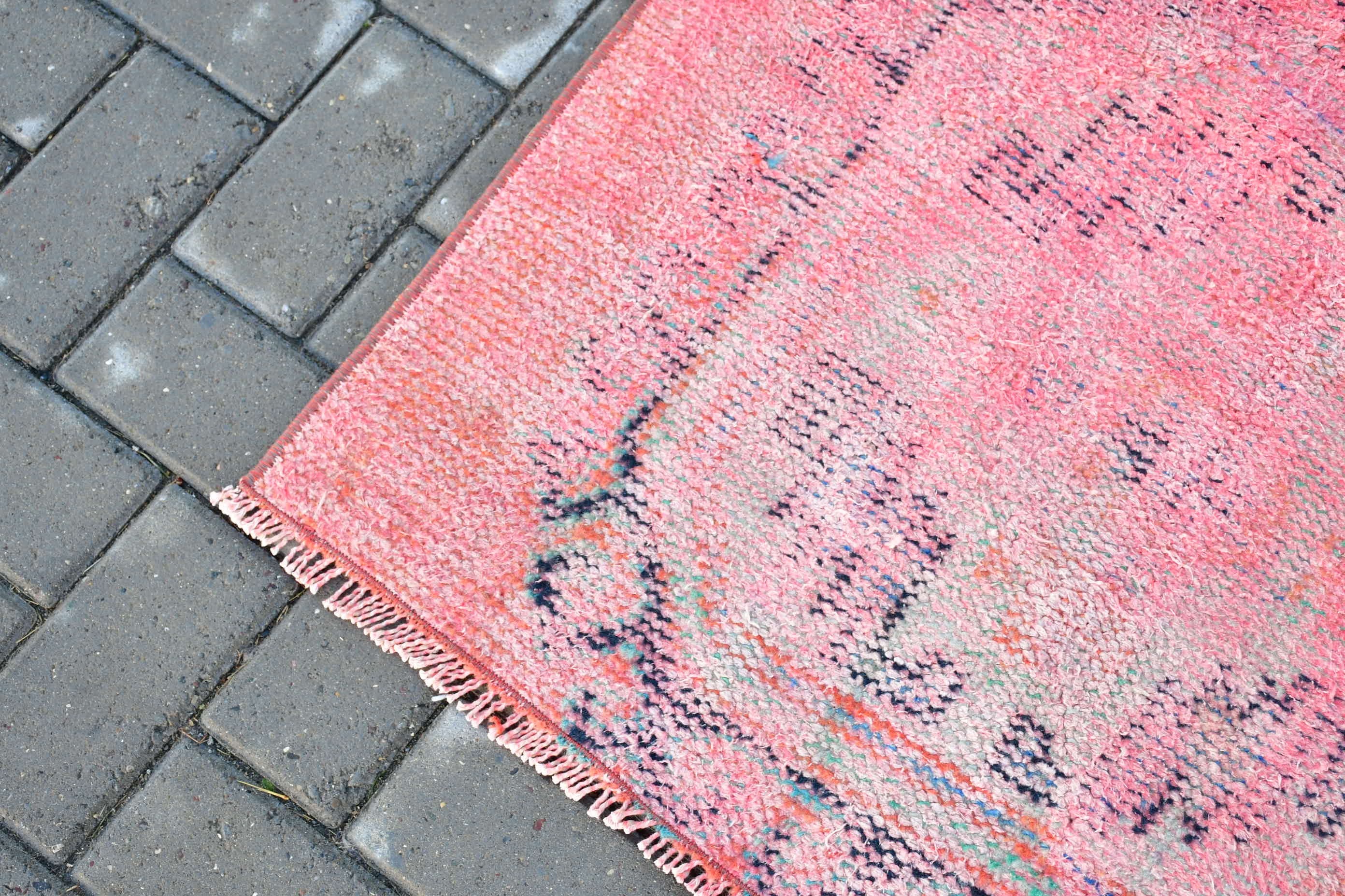 Old Rug, Pink Cool Rug, Anatolian Rug, Turkish Rug, 2.8x8 ft Runner Rugs, Vintage Rug, Rugs for Stair, Hallway Rug, Moroccan Rug, Floor Rug